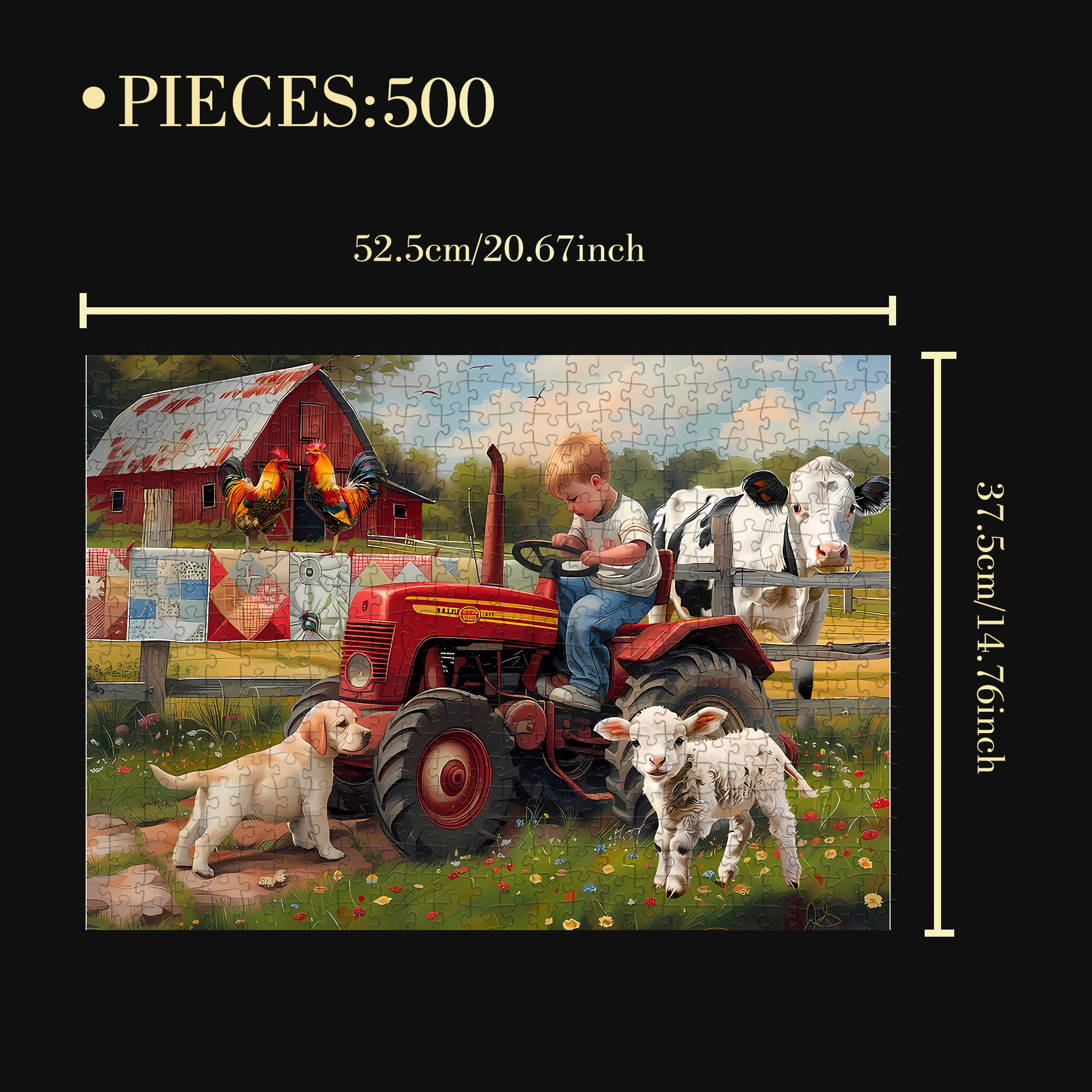 Farming Life 500pcs/1000pcs Jigsaw Puzzle, Scratch-Resistant, Interactive Family Game & Brain-Boosting DIY Decor, Perfect for Halloween, Christmas & New Year Gifts, Family Puzzle Game