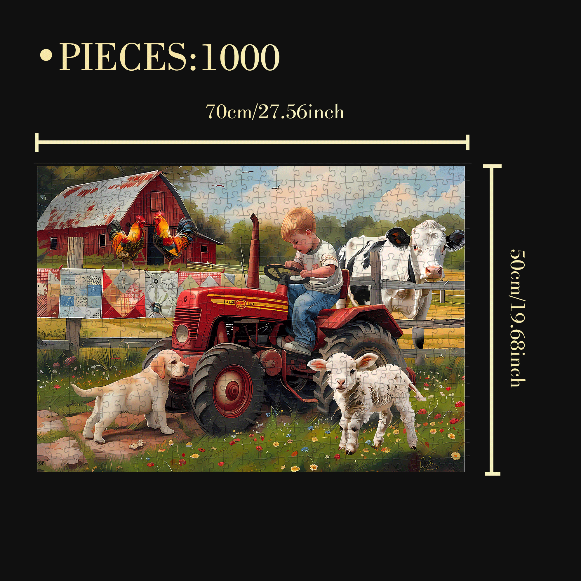 Farming Life 500pcs/1000pcs Jigsaw Puzzle, Scratch-Resistant, Interactive Family Game & Brain-Boosting DIY Decor, Perfect for Halloween, Christmas & New Year Gifts, Family Puzzle Game