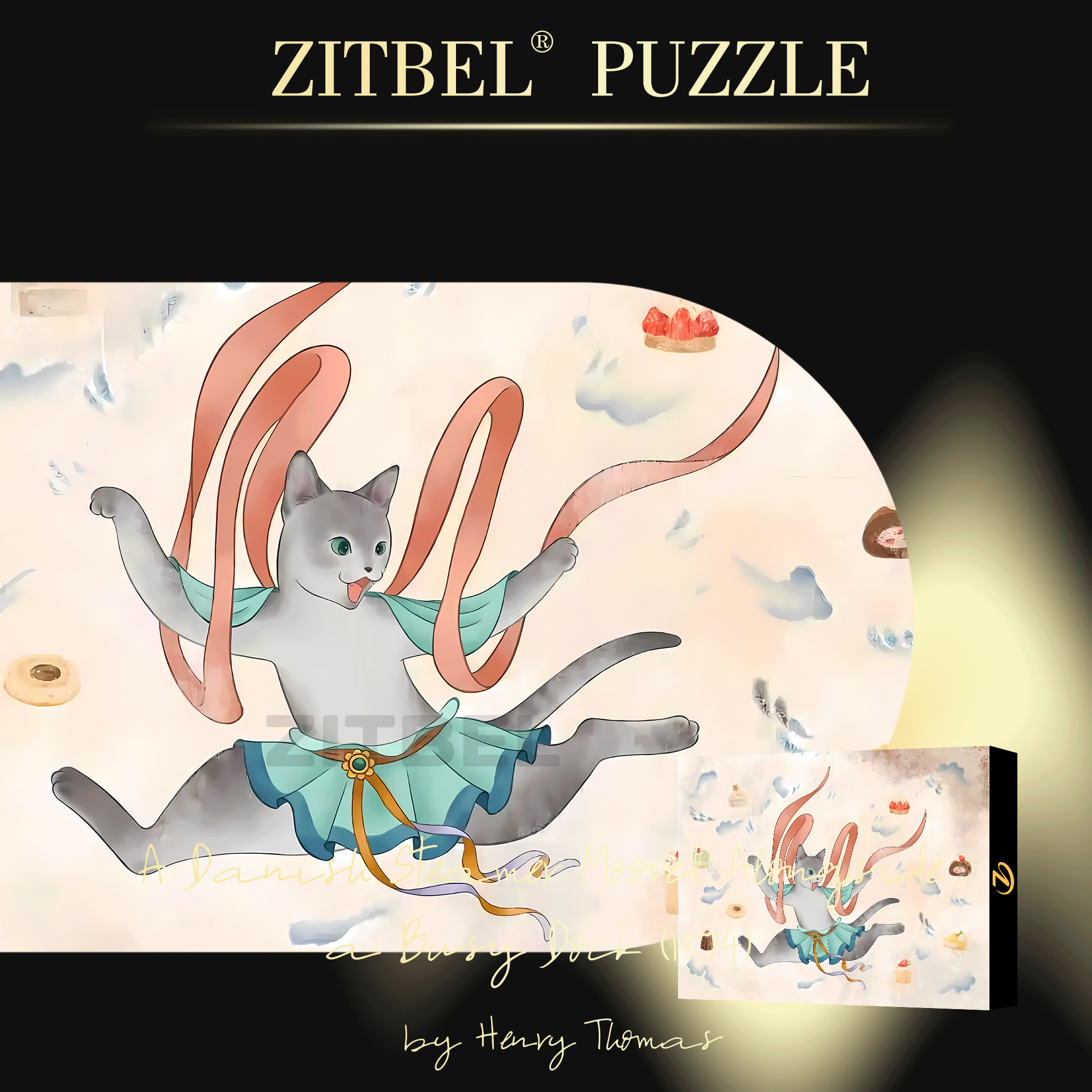 Flying Cat 10 500pcs/1000pcs Jigsaw Puzzle, Scratch-Resistant, Interactive Family Game & Brain-Boosting DIY Decor, Perfect for Halloween, Christmas & New Year Gifts, Family Puzzle Game