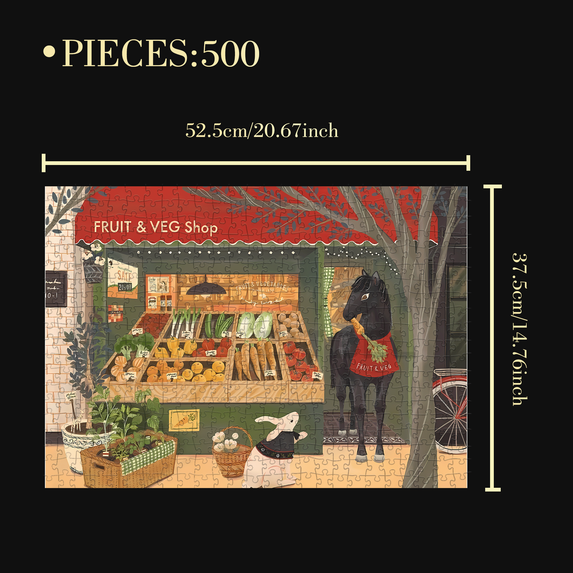 Fruit & Veg 500pcs/1000pcs Jigsaw Puzzle, Scratch-Resistant, Interactive Family Game & Brain-Boosting DIY Decor, Perfect for Halloween, Christmas & New Year Gifts, Family Puzzle Game
