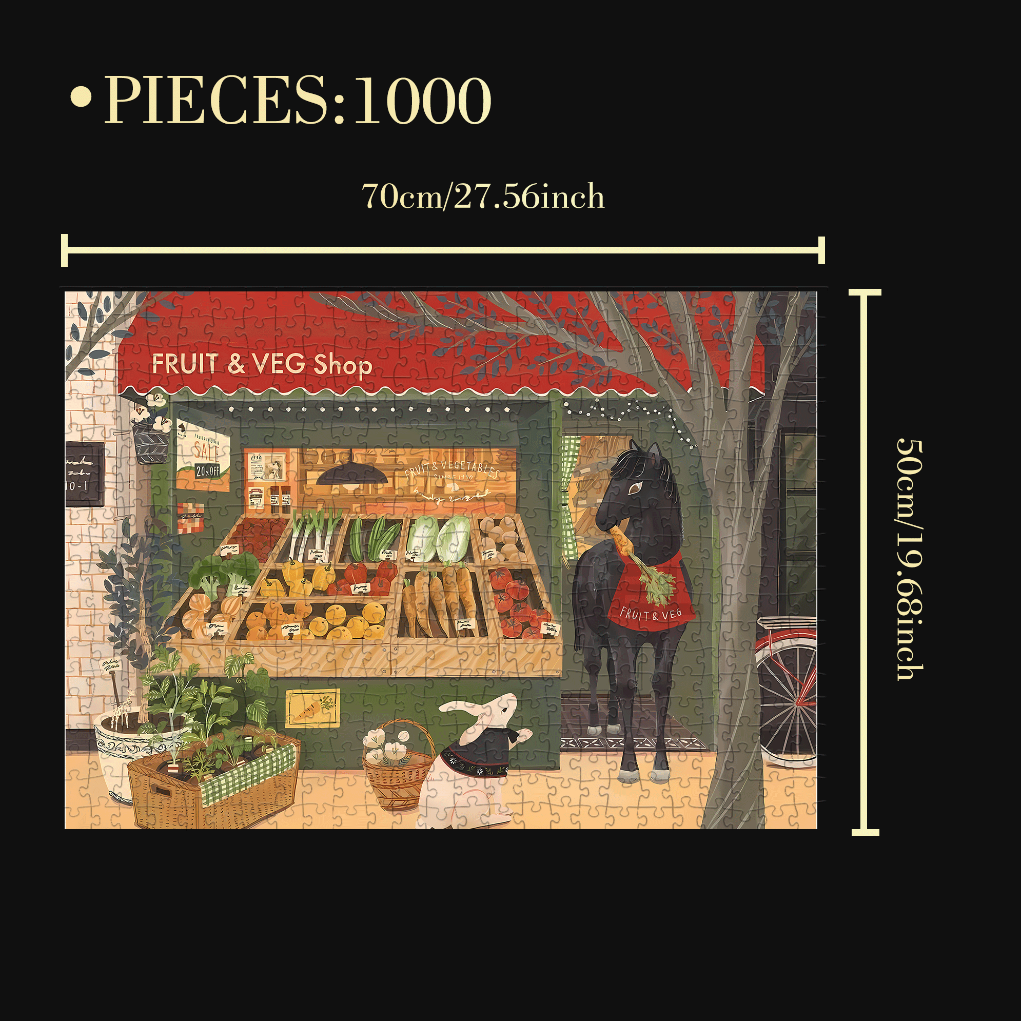 Fruit & Veg 500pcs/1000pcs Jigsaw Puzzle, Scratch-Resistant, Interactive Family Game & Brain-Boosting DIY Decor, Perfect for Halloween, Christmas & New Year Gifts, Family Puzzle Game