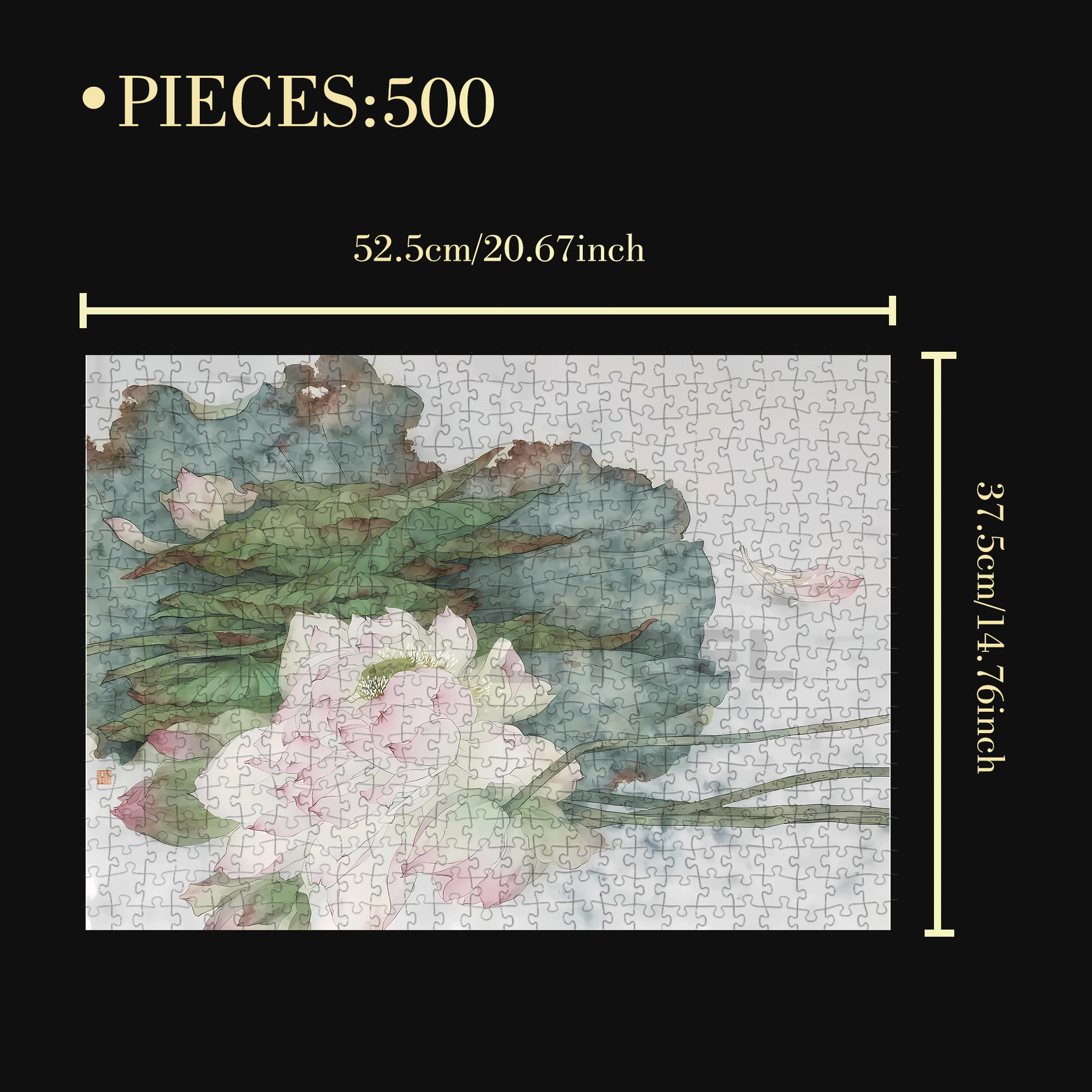 Picking Lotus 2 500pcs/1000pcs Jigsaw Puzzle, Scratch-Resistant, Interactive Family Game & Brain-Boosting DIY Decor, Perfect for Halloween, Christmas & New Year Gifts, Family Puzzle Game