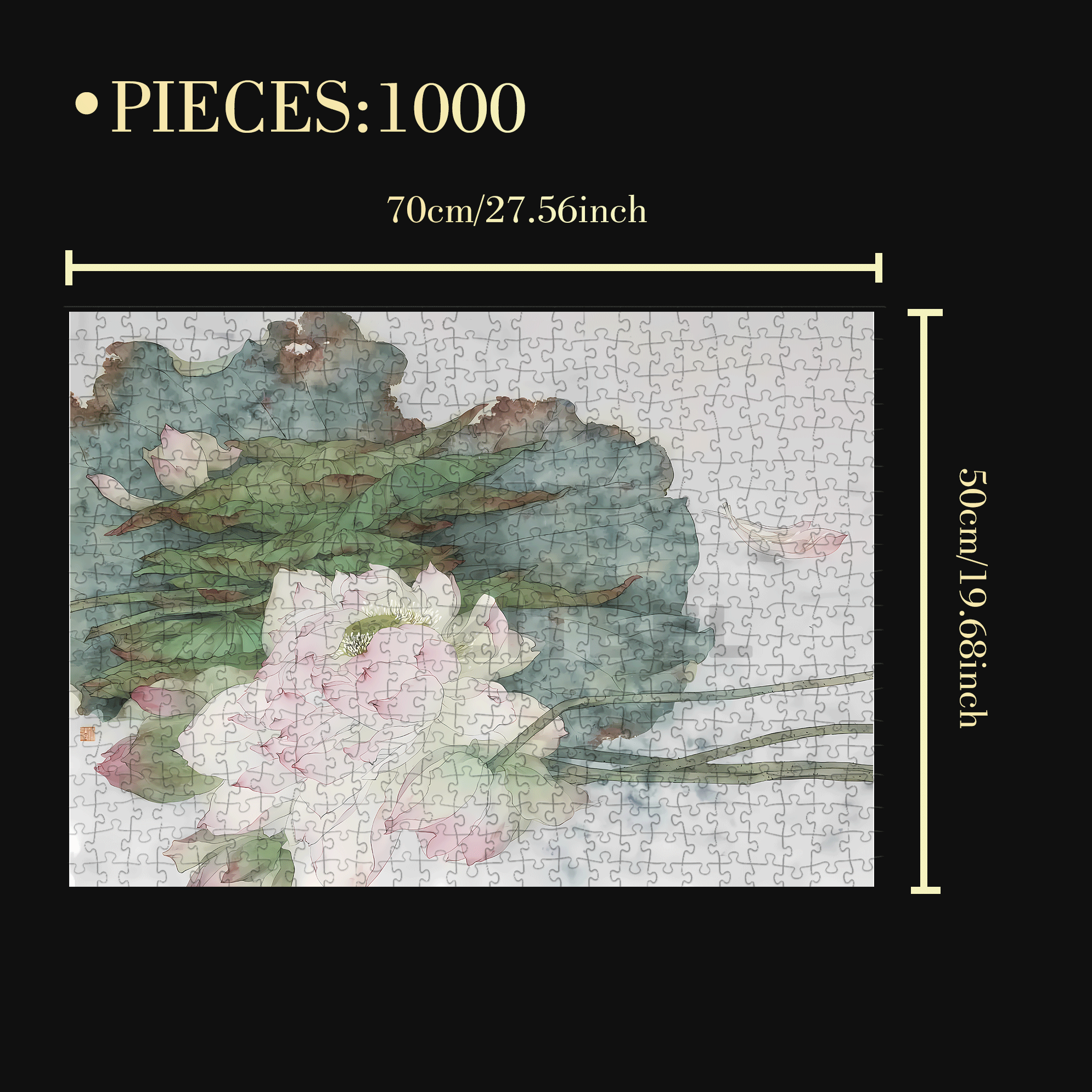 Picking Lotus 2 500pcs/1000pcs Jigsaw Puzzle, Scratch-Resistant, Interactive Family Game & Brain-Boosting DIY Decor, Perfect for Halloween, Christmas & New Year Gifts, Family Puzzle Game
