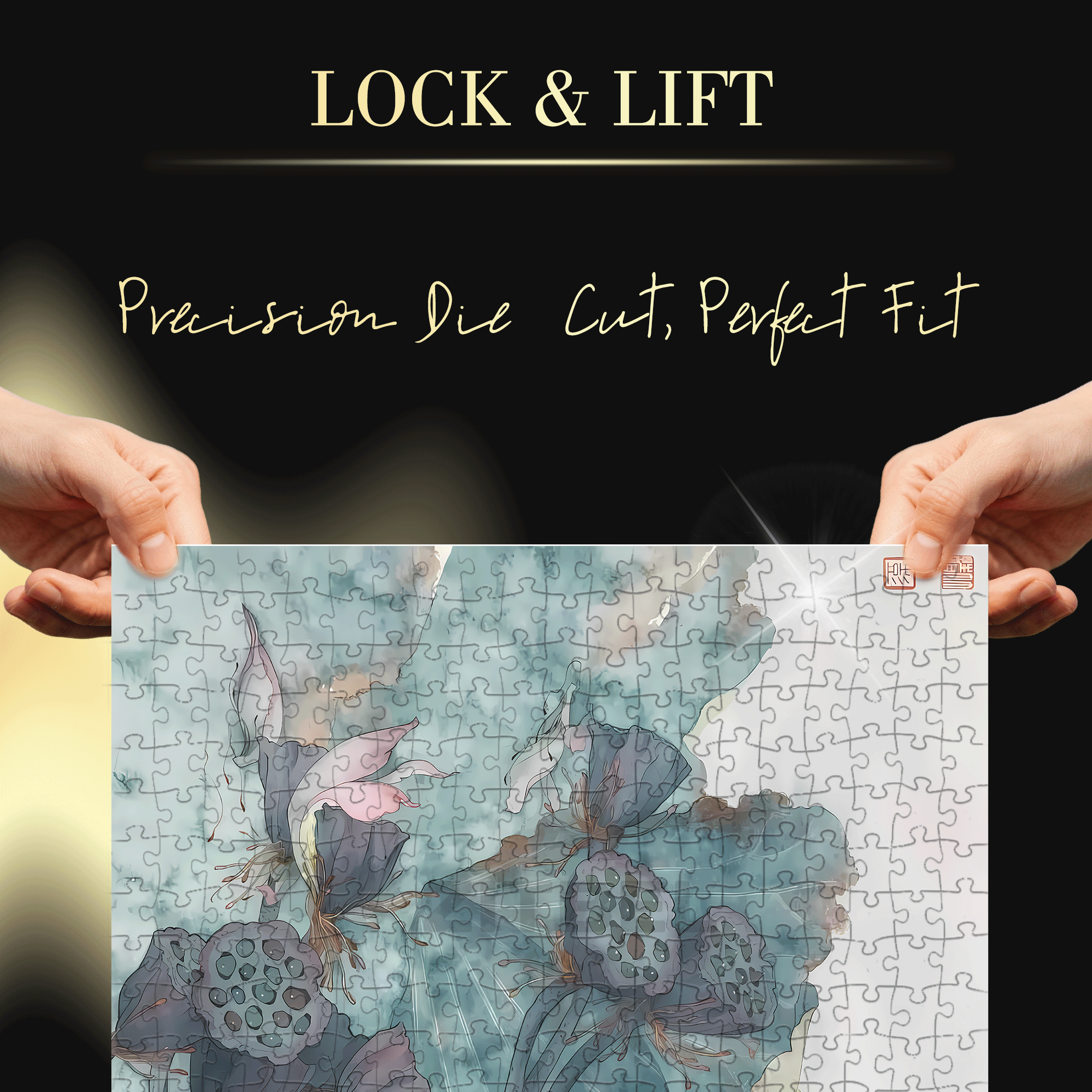 Picking Lotus 3 500pcs/1000pcs Jigsaw Puzzle, Scratch-Resistant, Interactive Family Game & Brain-Boosting DIY Decor, Perfect for Halloween, Christmas & New Year Gifts, Family Puzzle Game