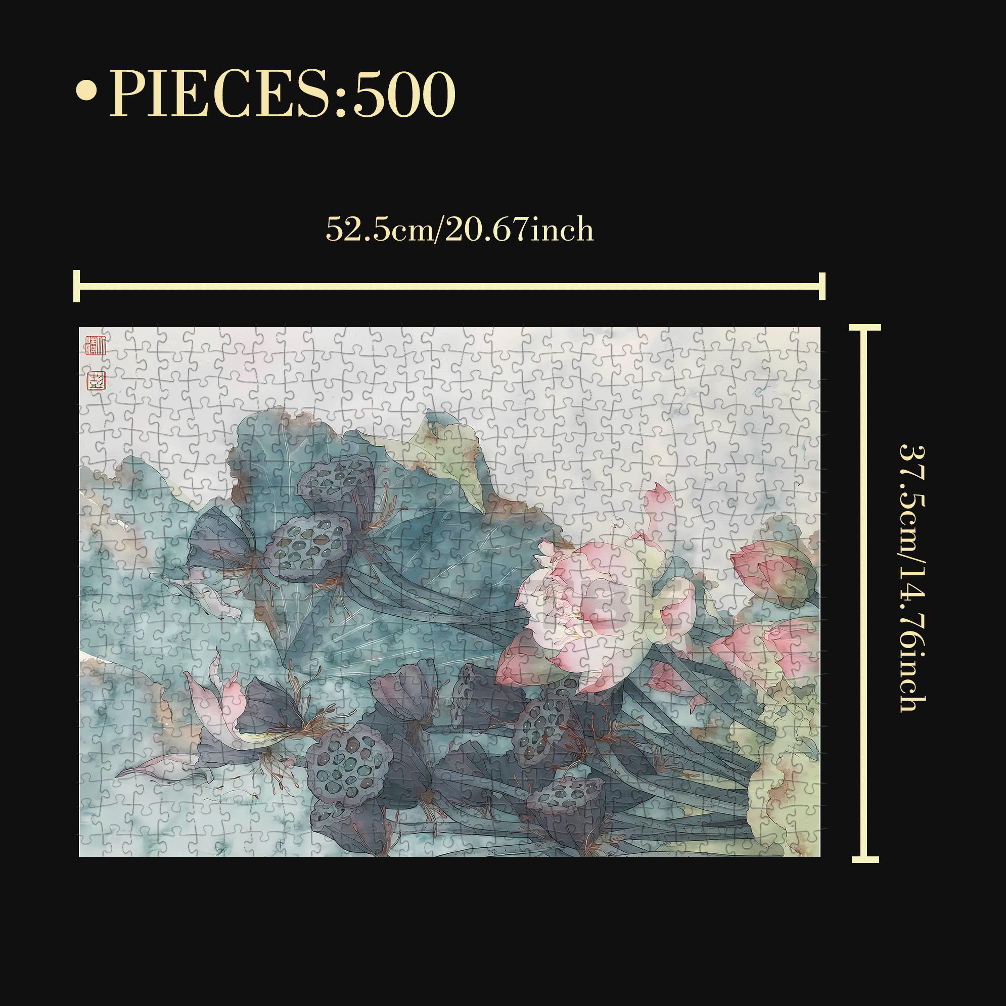 Picking Lotus 3 500pcs/1000pcs Jigsaw Puzzle, Scratch-Resistant, Interactive Family Game & Brain-Boosting DIY Decor, Perfect for Halloween, Christmas & New Year Gifts, Family Puzzle Game