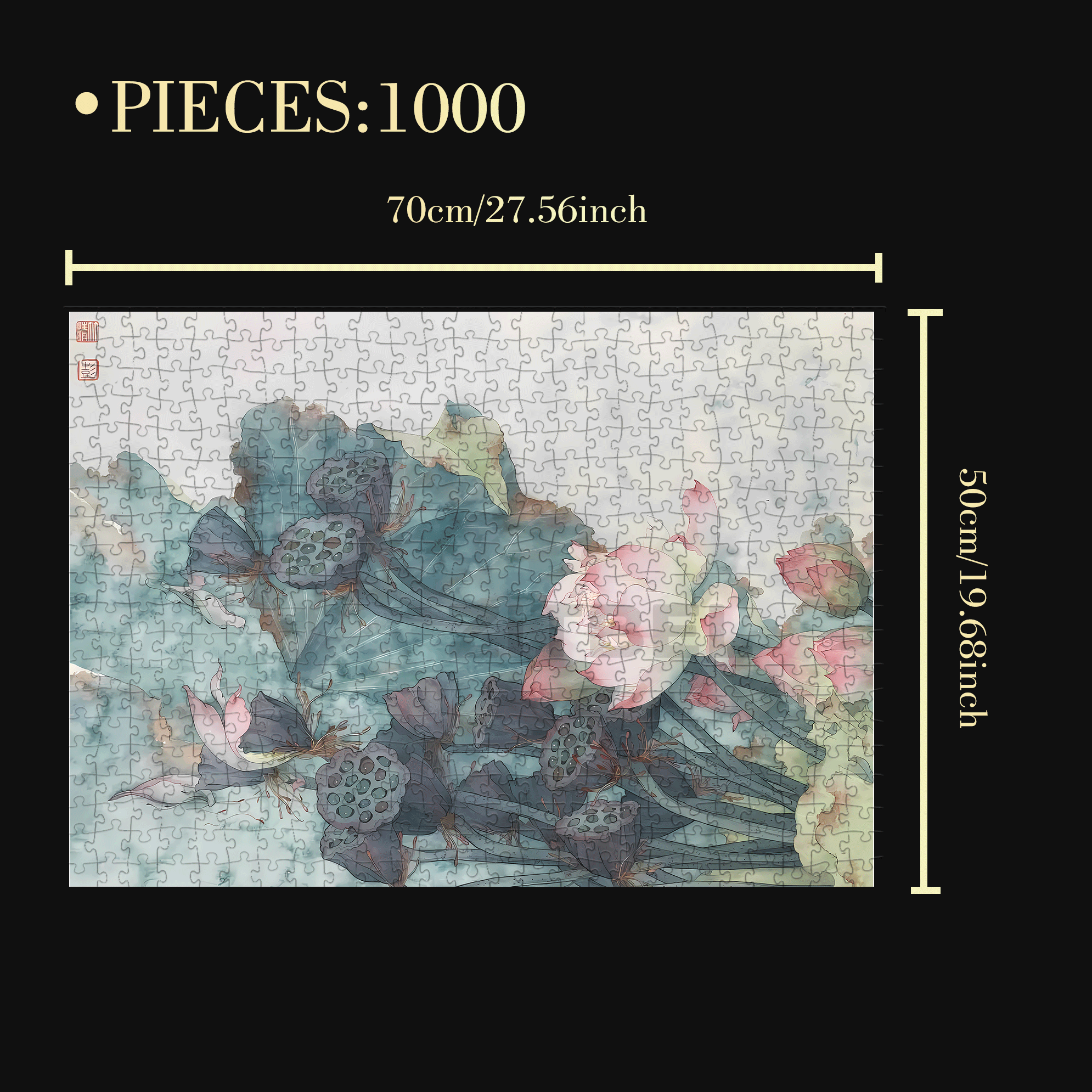 Picking Lotus 3 500pcs/1000pcs Jigsaw Puzzle, Scratch-Resistant, Interactive Family Game & Brain-Boosting DIY Decor, Perfect for Halloween, Christmas & New Year Gifts, Family Puzzle Game