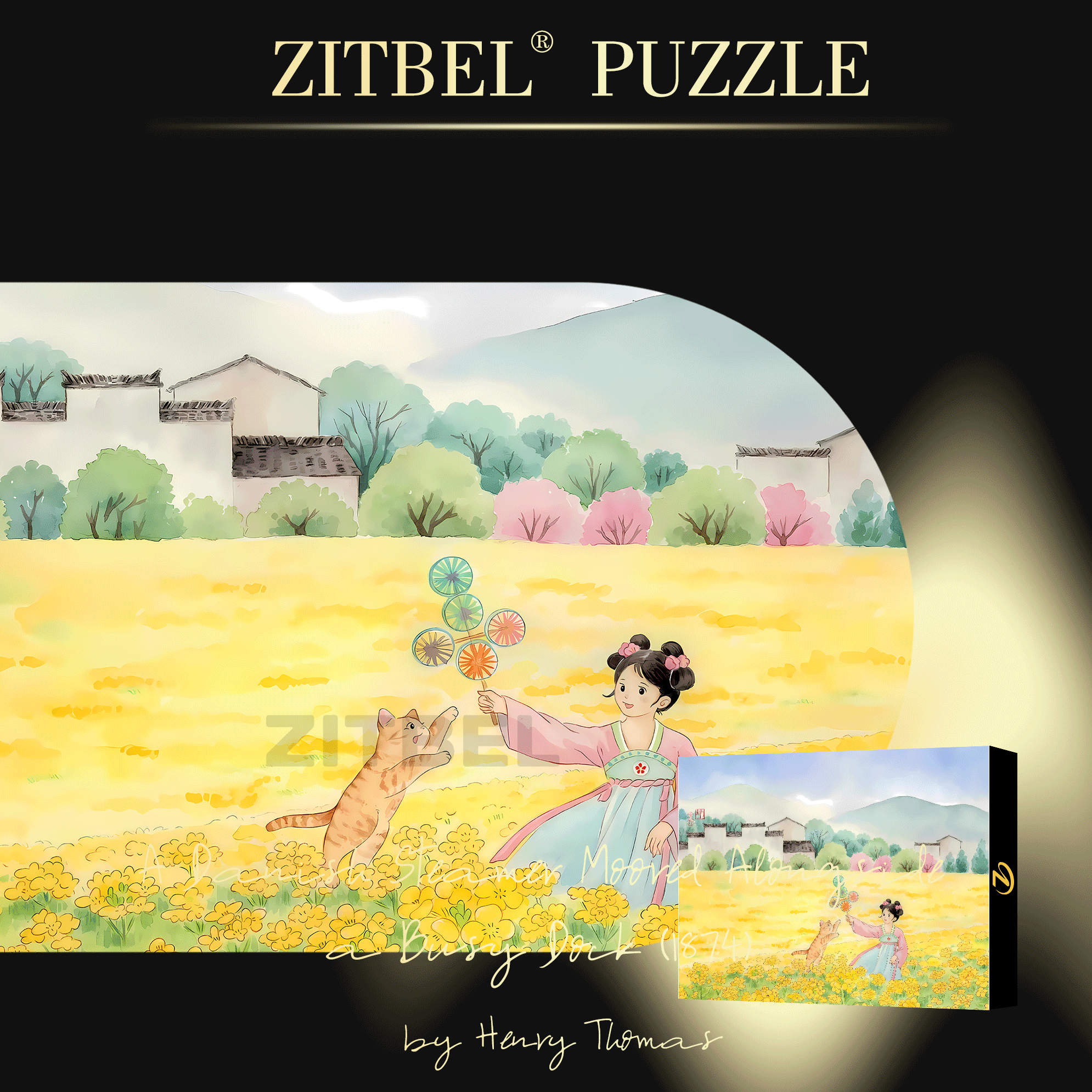 Rapeseed Flower Scenery 500pcs/1000pcs Jigsaw Puzzle, Scratch-Resistant, Interactive Family Game & Brain-Boosting DIY Decor, Perfect for Halloween, Christmas & New Year Gifts, Family Puzzle Game