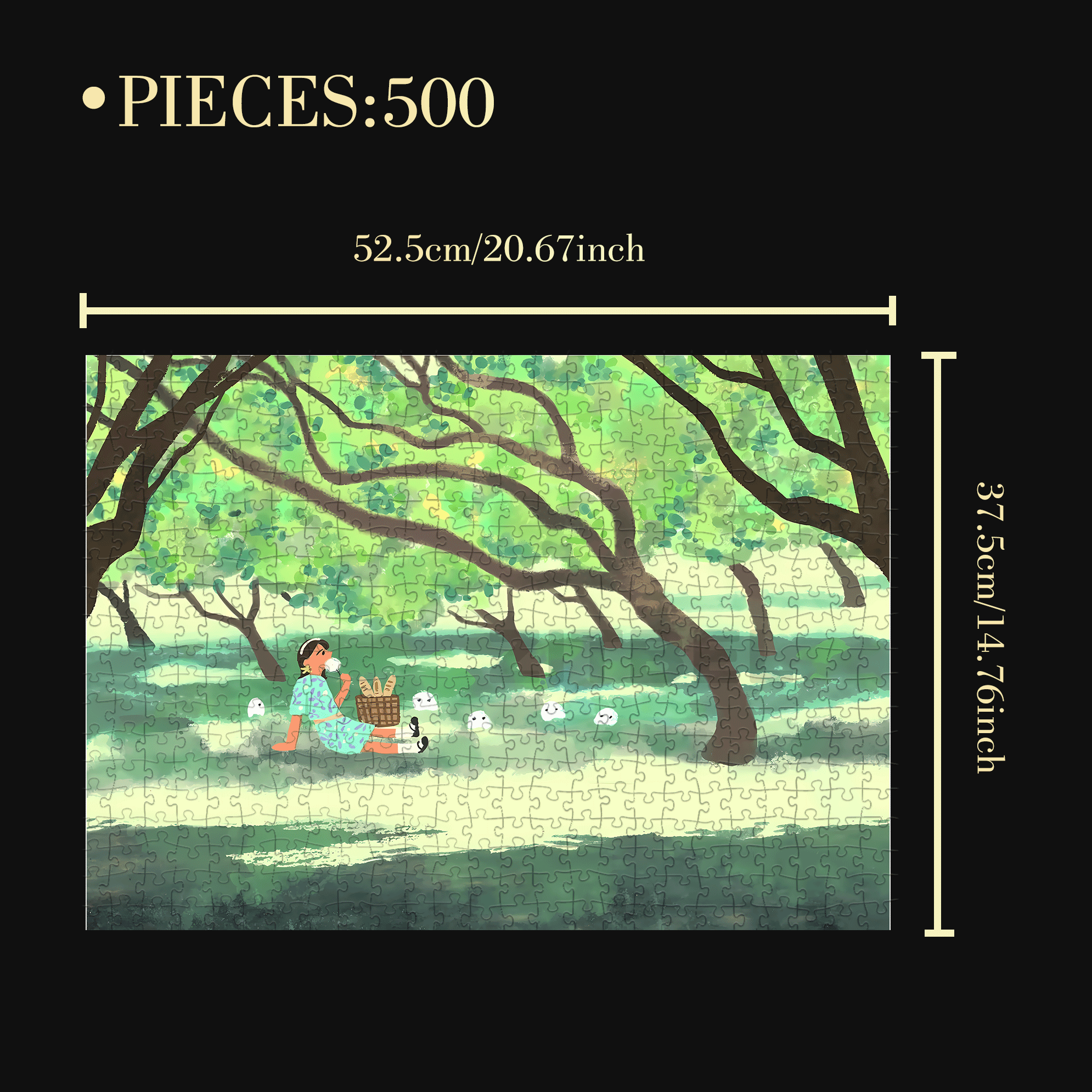 Spring Picnic Day 500pcs/1000pcs Jigsaw Puzzle, Scratch-Resistant, Interactive Family Game & Brain-Boosting DIY Decor, Perfect for Halloween, Christmas & New Year Gifts, Family Puzzle Game