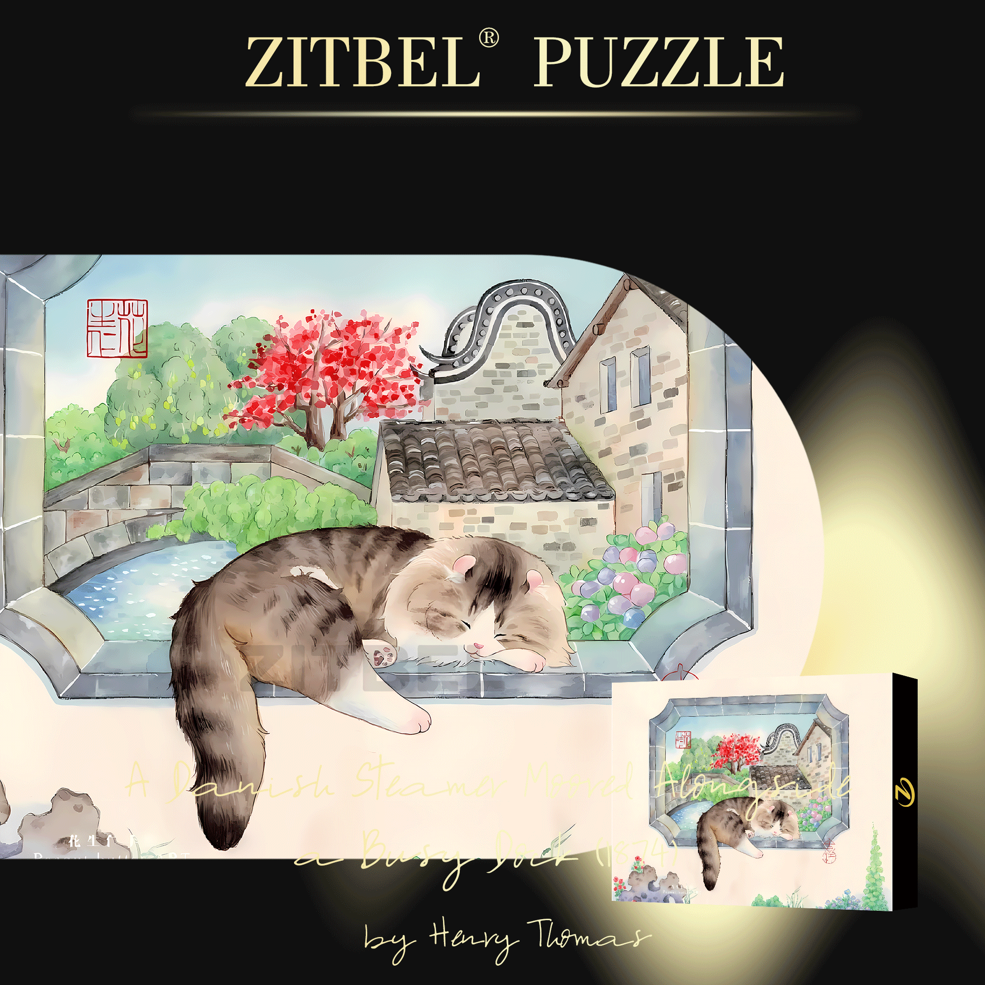 Stained Window And Kitten 500pcs/1000pcs Jigsaw Puzzle, Scratch-Resistant, Interactive Family Game & Brain-Boosting DIY Decor, Perfect for Halloween, Christmas & New Year Gifts, Family Puzzle Game