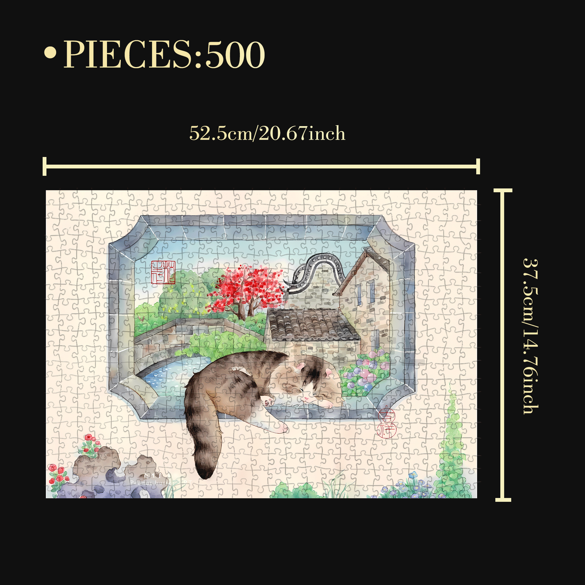 Stained Window And Kitten 500pcs/1000pcs Jigsaw Puzzle, Scratch-Resistant, Interactive Family Game & Brain-Boosting DIY Decor, Perfect for Halloween, Christmas & New Year Gifts, Family Puzzle Game