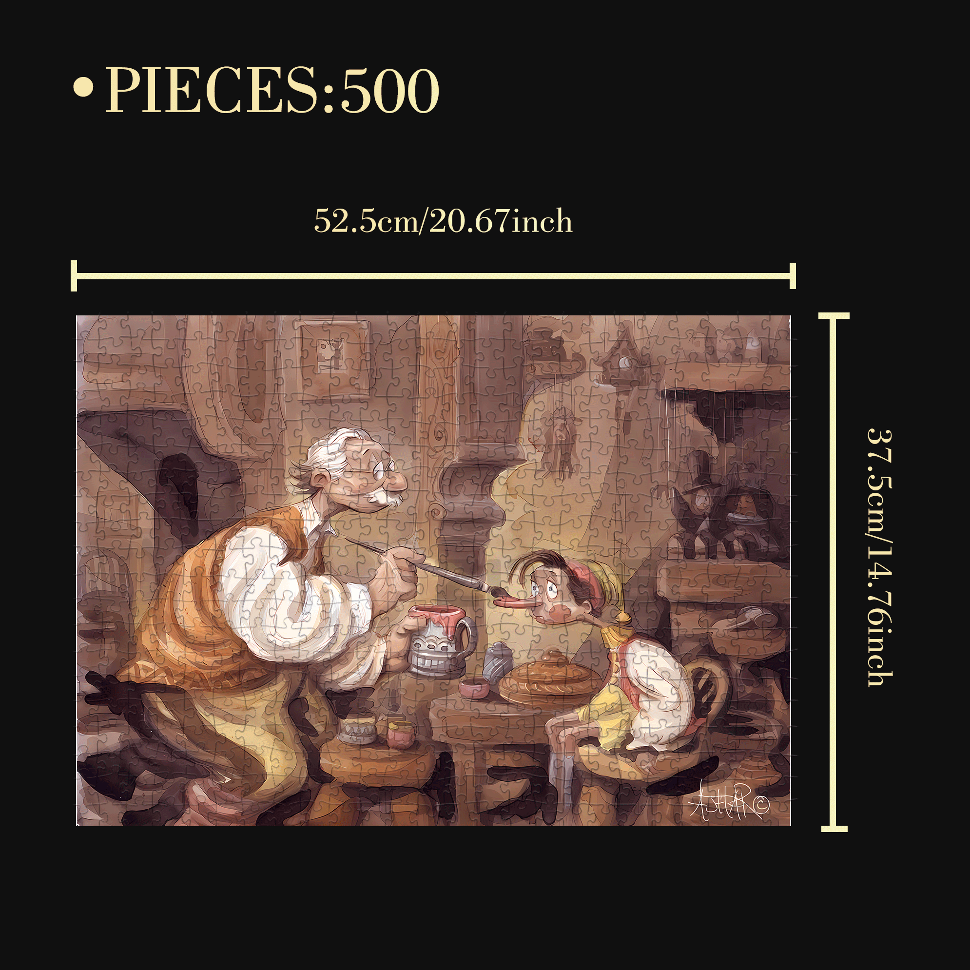 The Puppet's Nose 500pcs/1000pcs Jigsaw Puzzle, Scratch-Resistant, Interactive Family Game & Brain-Boosting DIY Decor, Perfect for Halloween, Christmas & New Year Gifts, Family Puzzle Game
