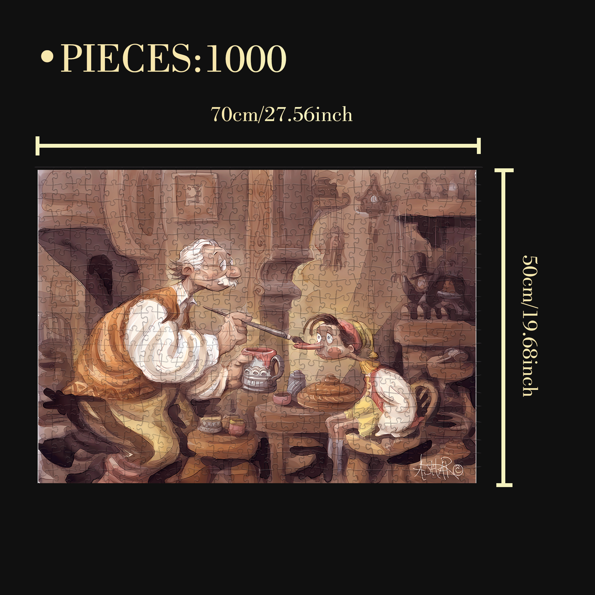 The Puppet's Nose 500pcs/1000pcs Jigsaw Puzzle, Scratch-Resistant, Interactive Family Game & Brain-Boosting DIY Decor, Perfect for Halloween, Christmas & New Year Gifts, Family Puzzle Game