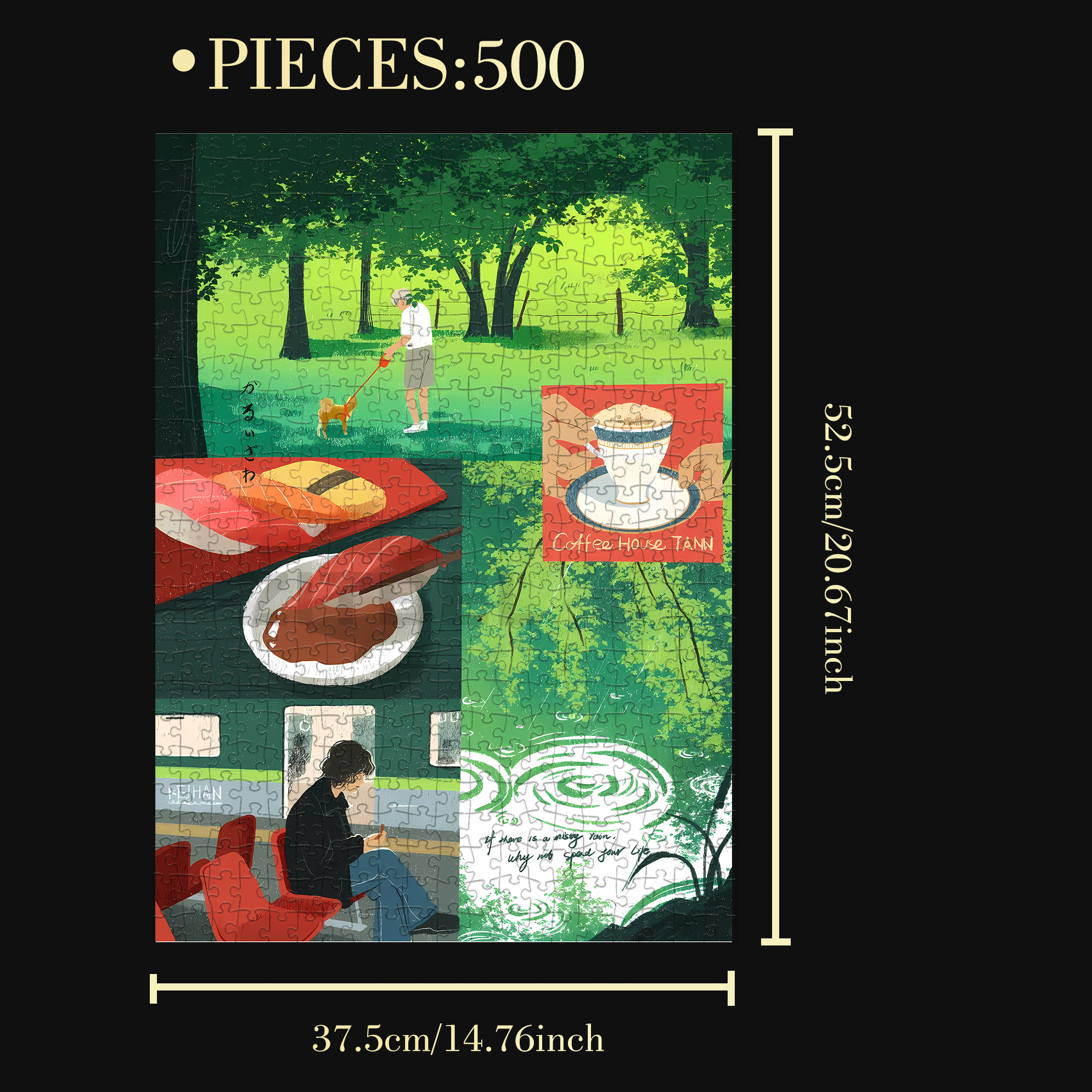 Coffee House Tann 500pcs/1000pcs Jigsaw Puzzle, Scratch-Resistant, Interactive Family Game & Brain-Boosting DIY Decor, Perfect for Halloween, Christmas & New Year Gifts, Family Puzzle Game