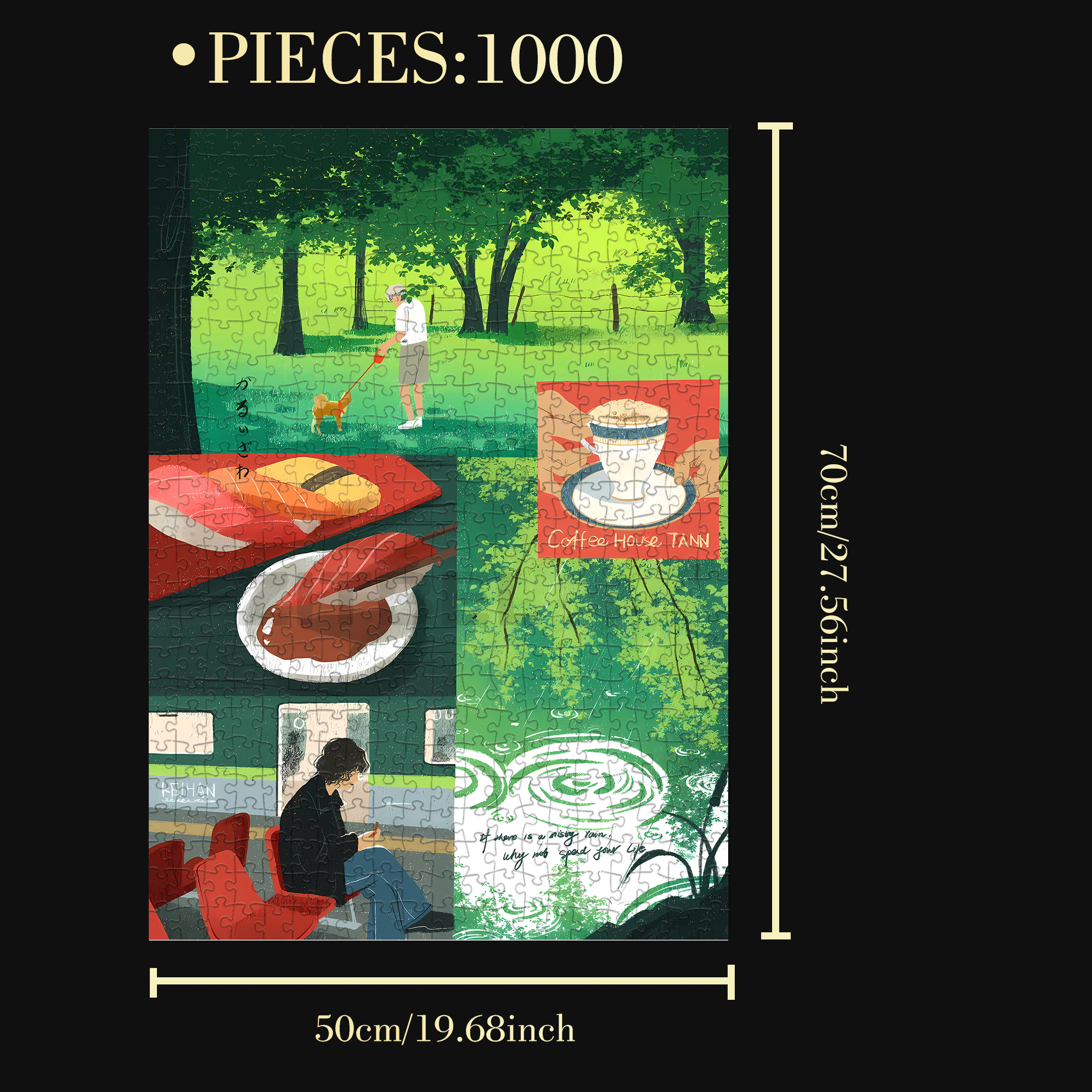 Coffee House Tann 500pcs/1000pcs Jigsaw Puzzle, Scratch-Resistant, Interactive Family Game & Brain-Boosting DIY Decor, Perfect for Halloween, Christmas & New Year Gifts, Family Puzzle Game