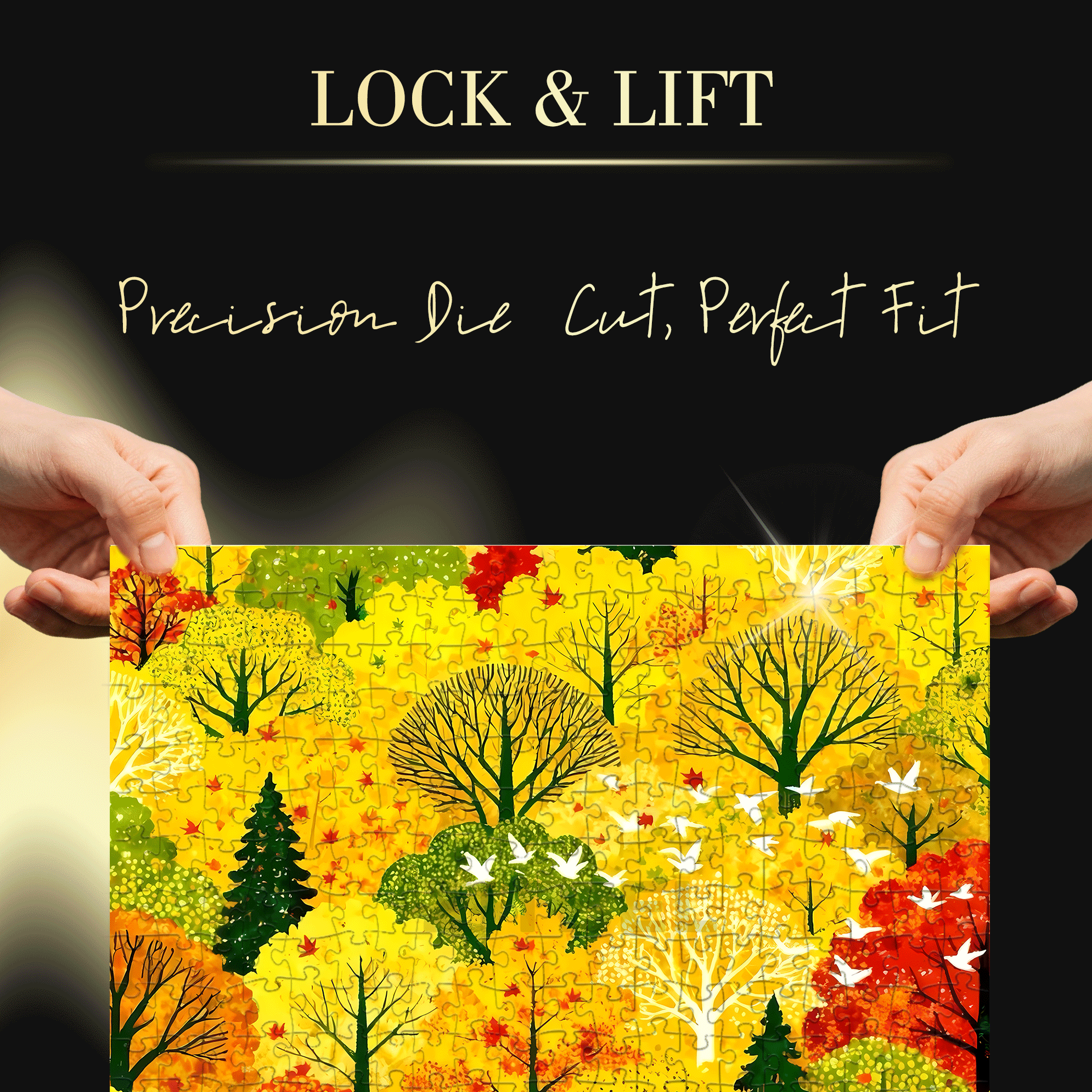 Colorful Forest 500pcs/1000pcs Jigsaw Puzzle, Scratch-Resistant, Interactive Family Game & Brain-Boosting DIY Decor, Perfect for Halloween, Christmas & New Year Gifts, Family Puzzle Game