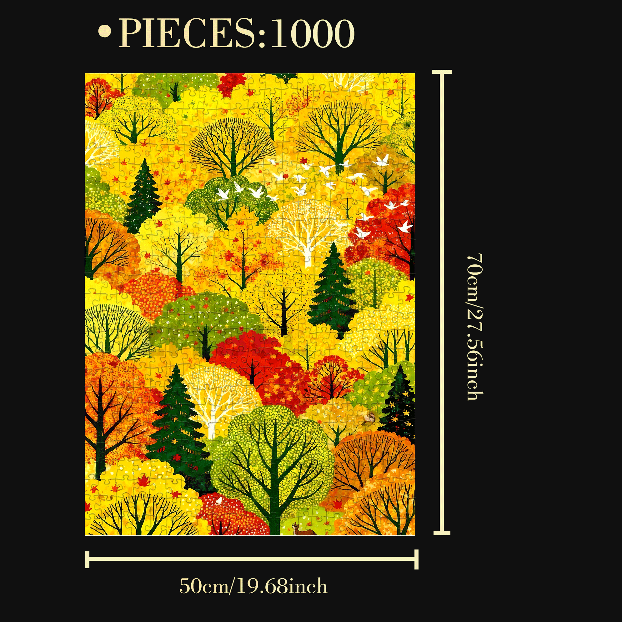 Colorful Forest 500pcs/1000pcs Jigsaw Puzzle, Scratch-Resistant, Interactive Family Game & Brain-Boosting DIY Decor, Perfect for Halloween, Christmas & New Year Gifts, Family Puzzle Game