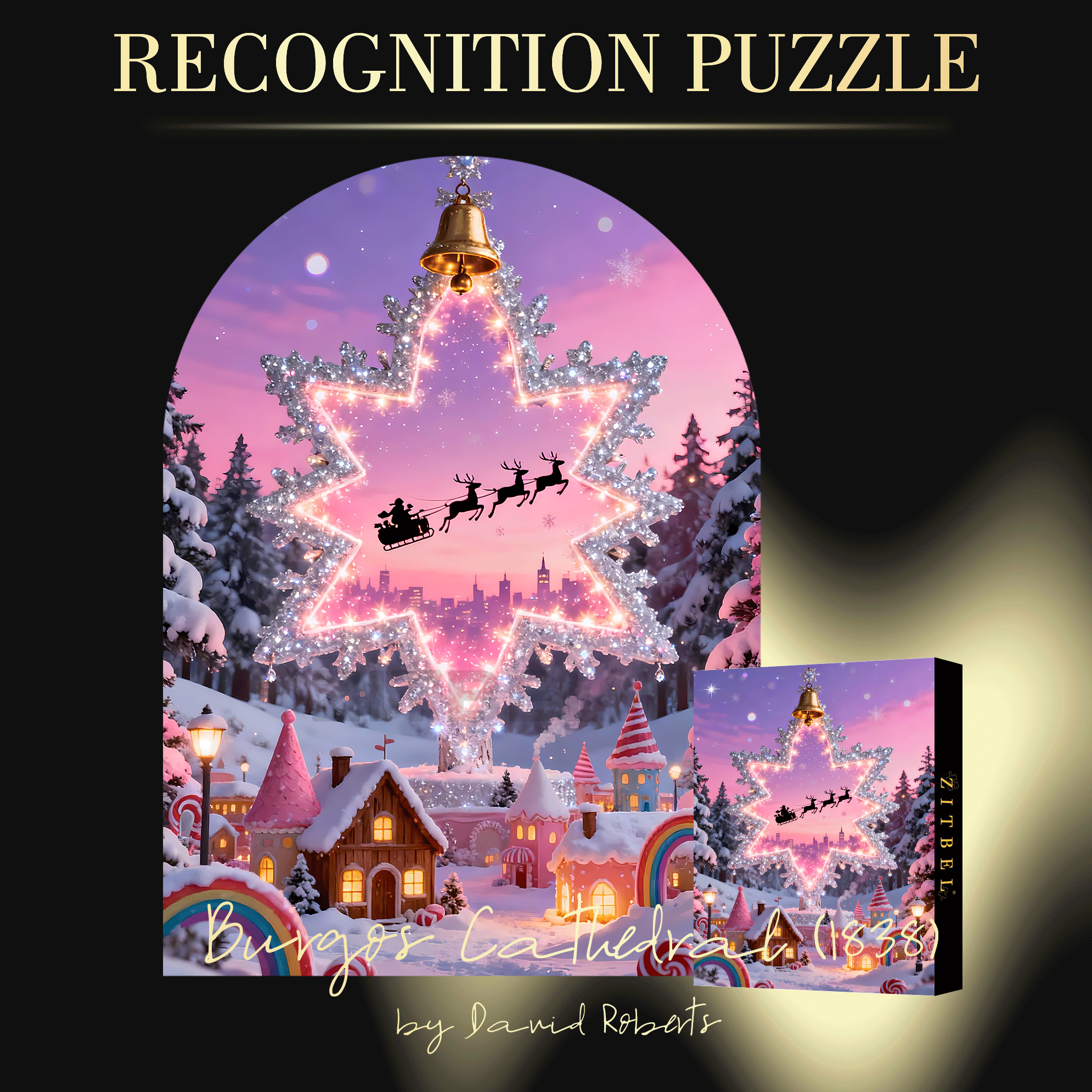 Dreamlike City Christmas Night View 500pcs/1000pcs Jigsaw Puzzle, Scratch-Resistant, Interactive Family Game & Brain-Boosting DIY Decor, Perfect for Halloween, Christmas & New Year Gifts, Family Puzzle Game