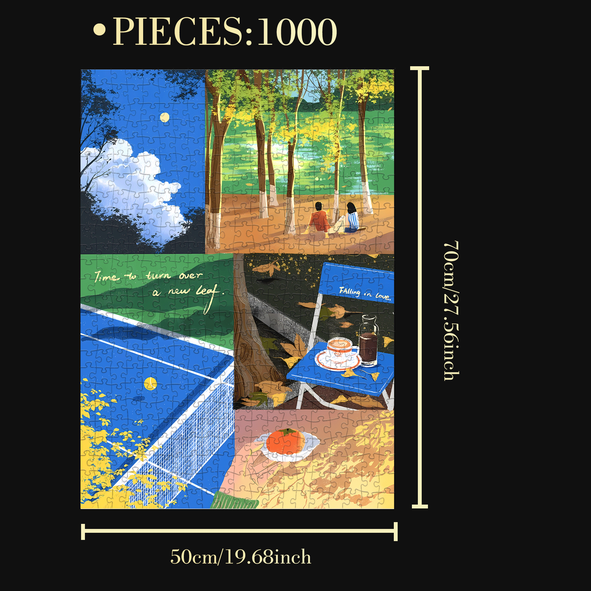 Life Diary-Autumn 500pcs/1000pcs Jigsaw Puzzle, Scratch-Resistant, Interactive Family Game & Brain-Boosting DIY Decor, Perfect for Halloween, Christmas & New Year Gifts, Family Puzzle Game