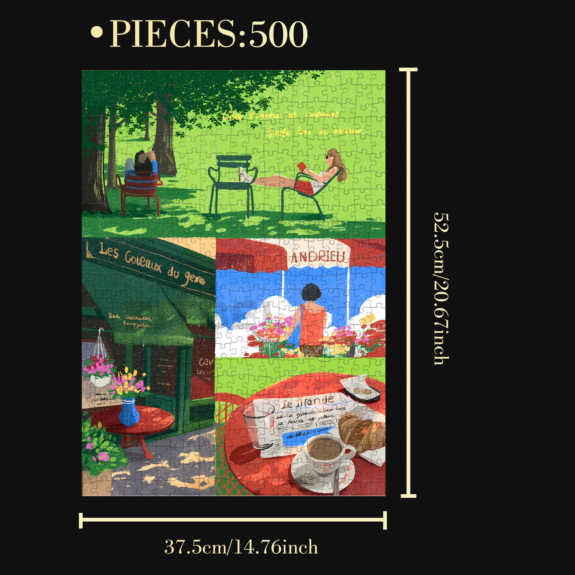 Paris City Pictorial 500pcs/1000pcs Jigsaw Puzzle, Scratch-Resistant, Interactive Family Game & Brain-Boosting DIY Decor, Perfect for Halloween, Christmas & New Year Gifts, Family Puzzle Game