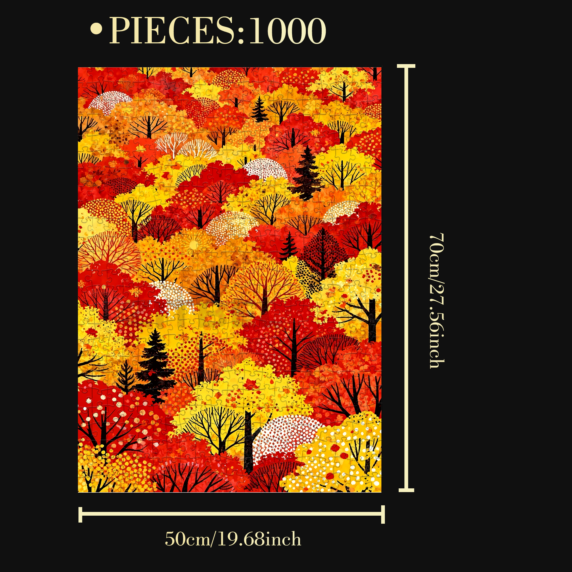 Red Leaves Everywhere 500pcs/1000pcs Jigsaw Puzzle, Scratch-Resistant, Interactive Family Game & Brain-Boosting DIY Decor, Perfect for Halloween, Christmas & New Year Gifts, Family Puzzle Game
