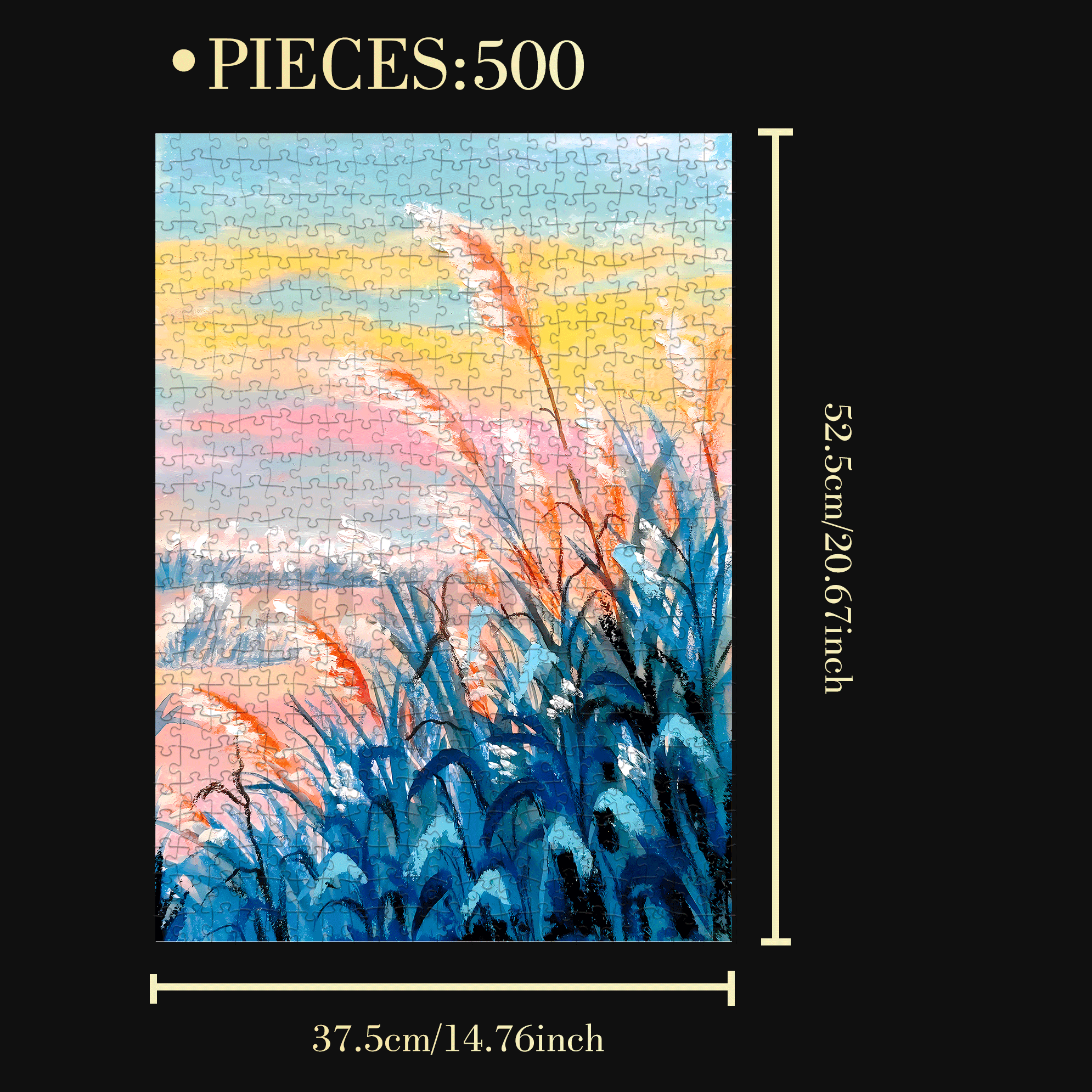 Reeds Under The Sunset 500pcs/1000pcs Jigsaw Puzzle, Scratch-Resistant, Interactive Family Game & Brain-Boosting DIY Decor, Perfect for Halloween, Christmas & New Year Gifts, Family Puzzle Game