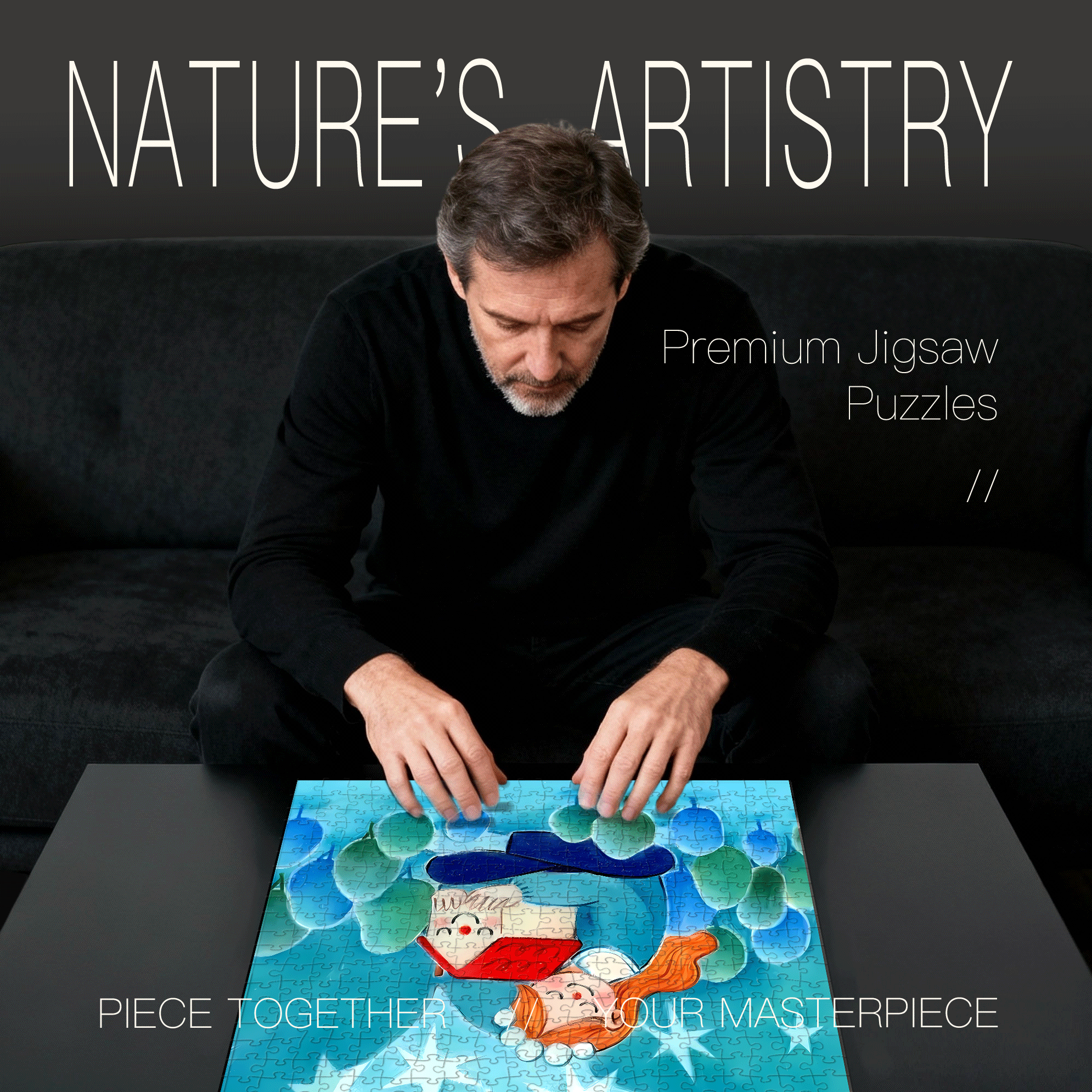 A Gentle Hug 500pcs/1000pcs Jigsaw Puzzle, Scratch-Resistant, Interactive Family Game & Brain-Boosting DIY Decor, Perfect for Halloween, Christmas & New Year Gifts, Family Puzzle Game