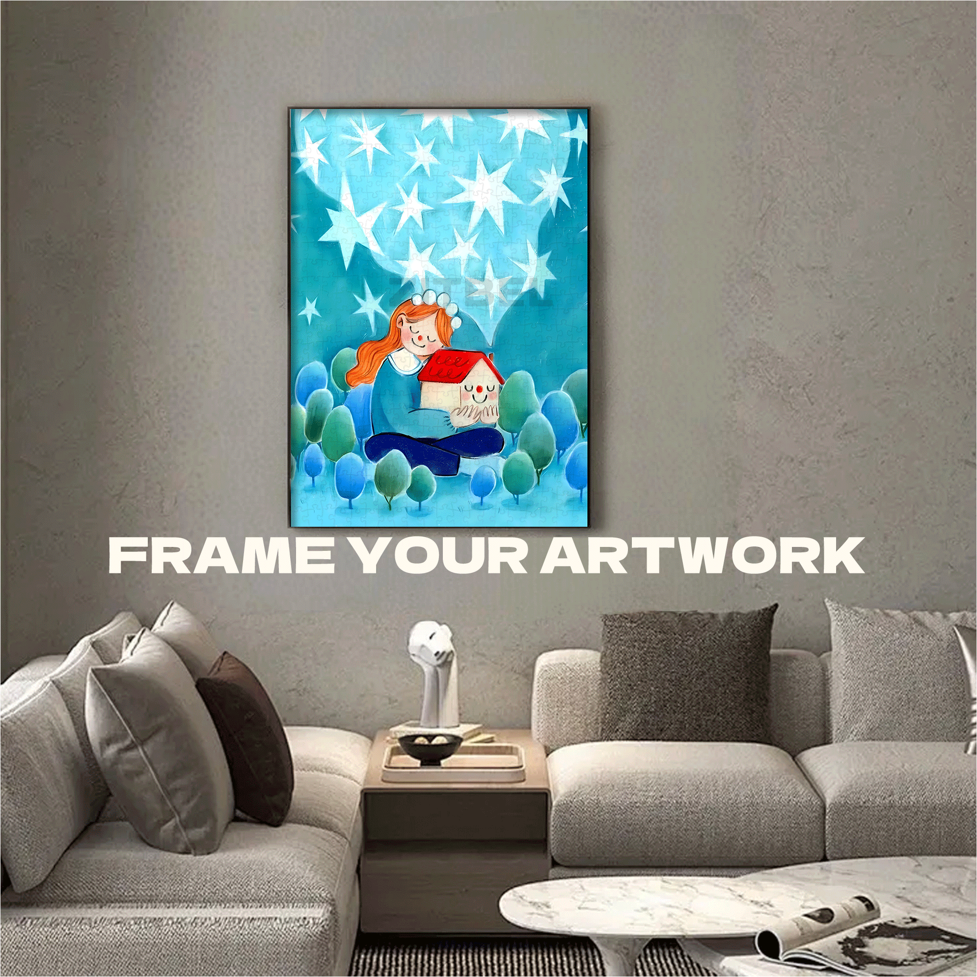 A Gentle Hug 500pcs/1000pcs Jigsaw Puzzle, Scratch-Resistant, Interactive Family Game & Brain-Boosting DIY Decor, Perfect for Halloween, Christmas & New Year Gifts, Family Puzzle Game