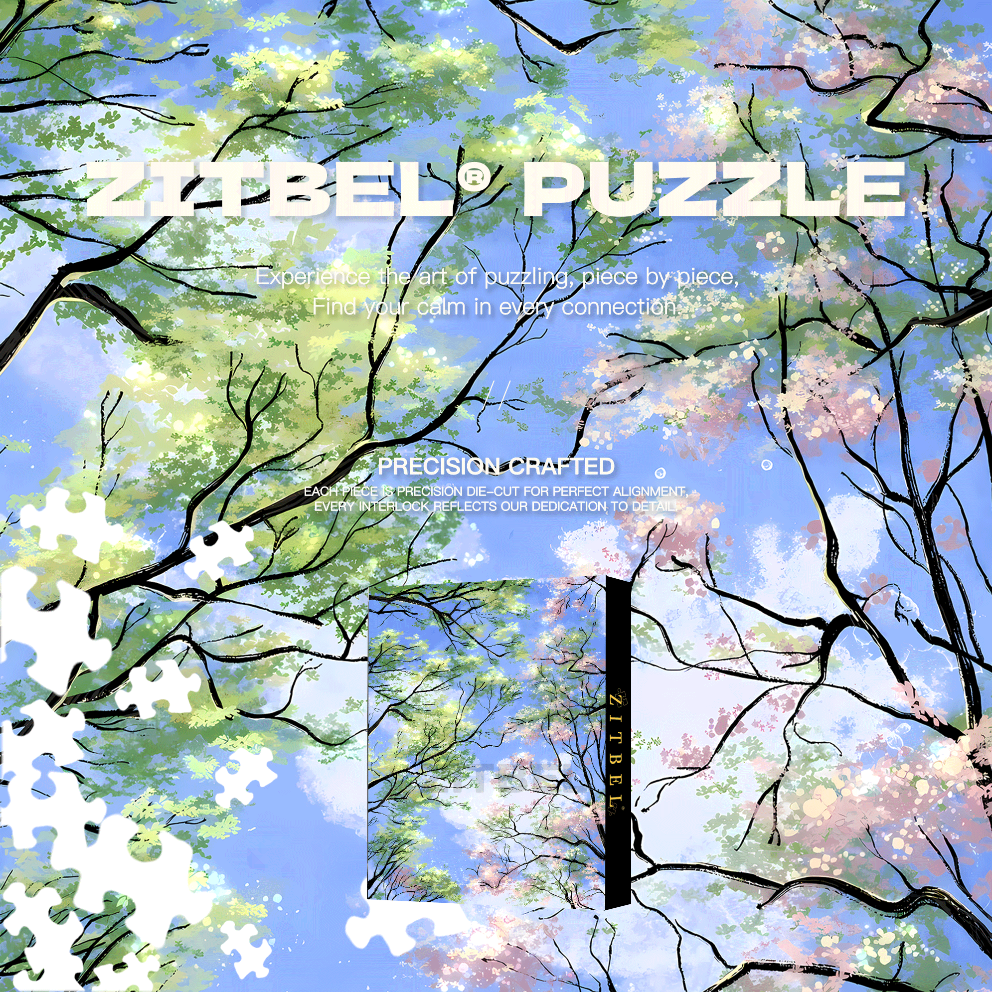 Looking Up At Spring 500pcs/1000pcs Jigsaw Puzzle, Scratch-Resistant, Interactive Family Game & Brain-Boosting DIY Decor, Perfect for Halloween, Christmas & New Year Gifts, Family Puzzle Game