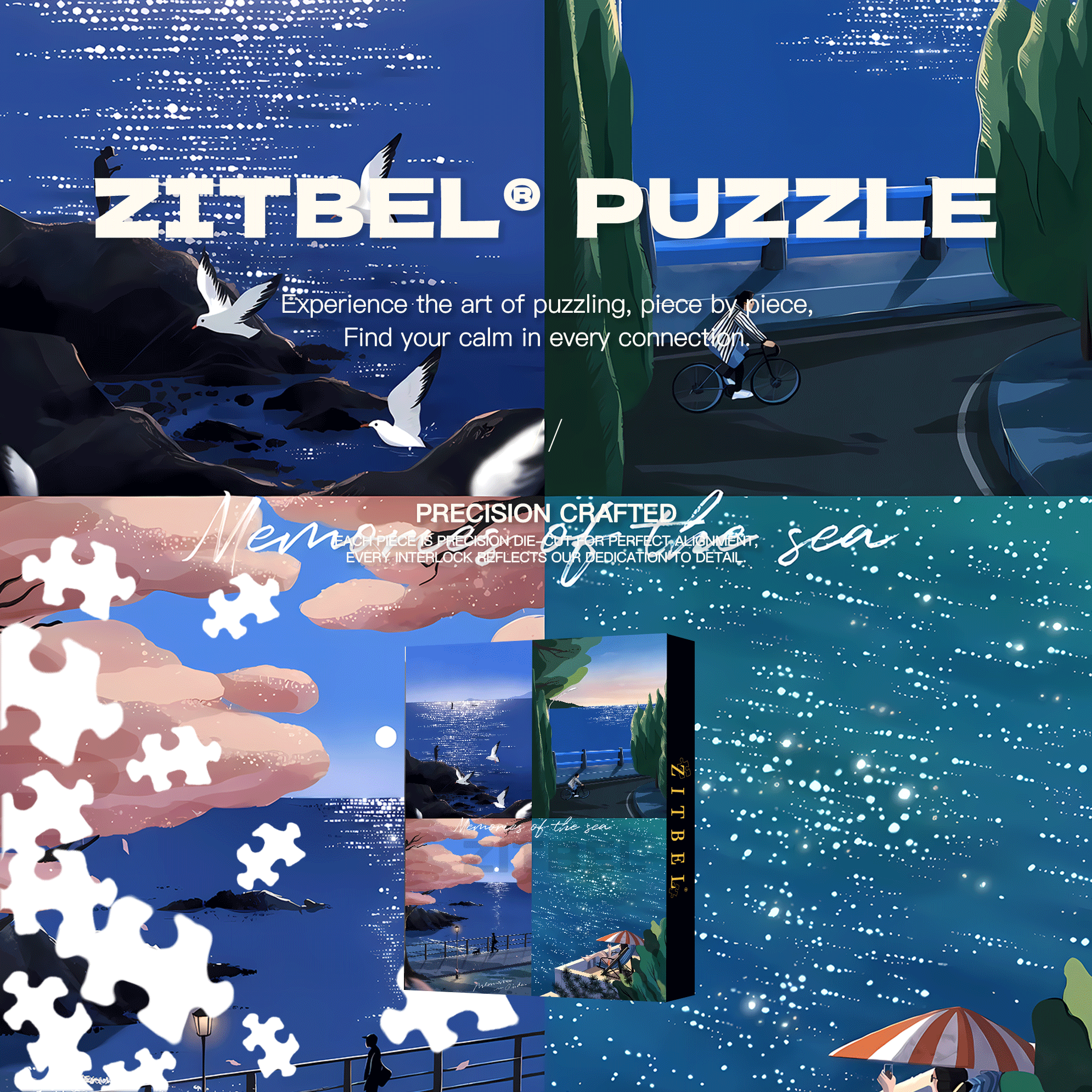 Memory Of The Sea 500pcs/1000pcs Jigsaw Puzzle, Scratch-Resistant, Interactive Family Game & Brain-Boosting DIY Decor, Perfect for Halloween, Christmas & New Year Gifts, Family Puzzle Game