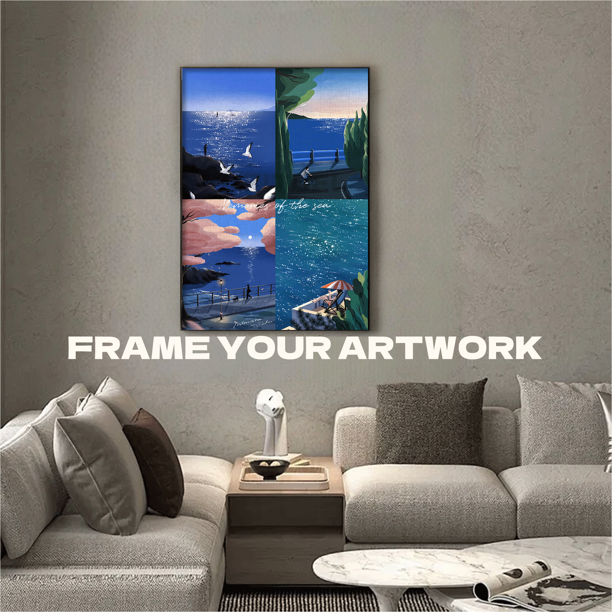 Memory Of The Sea 500pcs/1000pcs Jigsaw Puzzle, Scratch-Resistant, Interactive Family Game & Brain-Boosting DIY Decor, Perfect for Halloween, Christmas & New Year Gifts, Family Puzzle Game