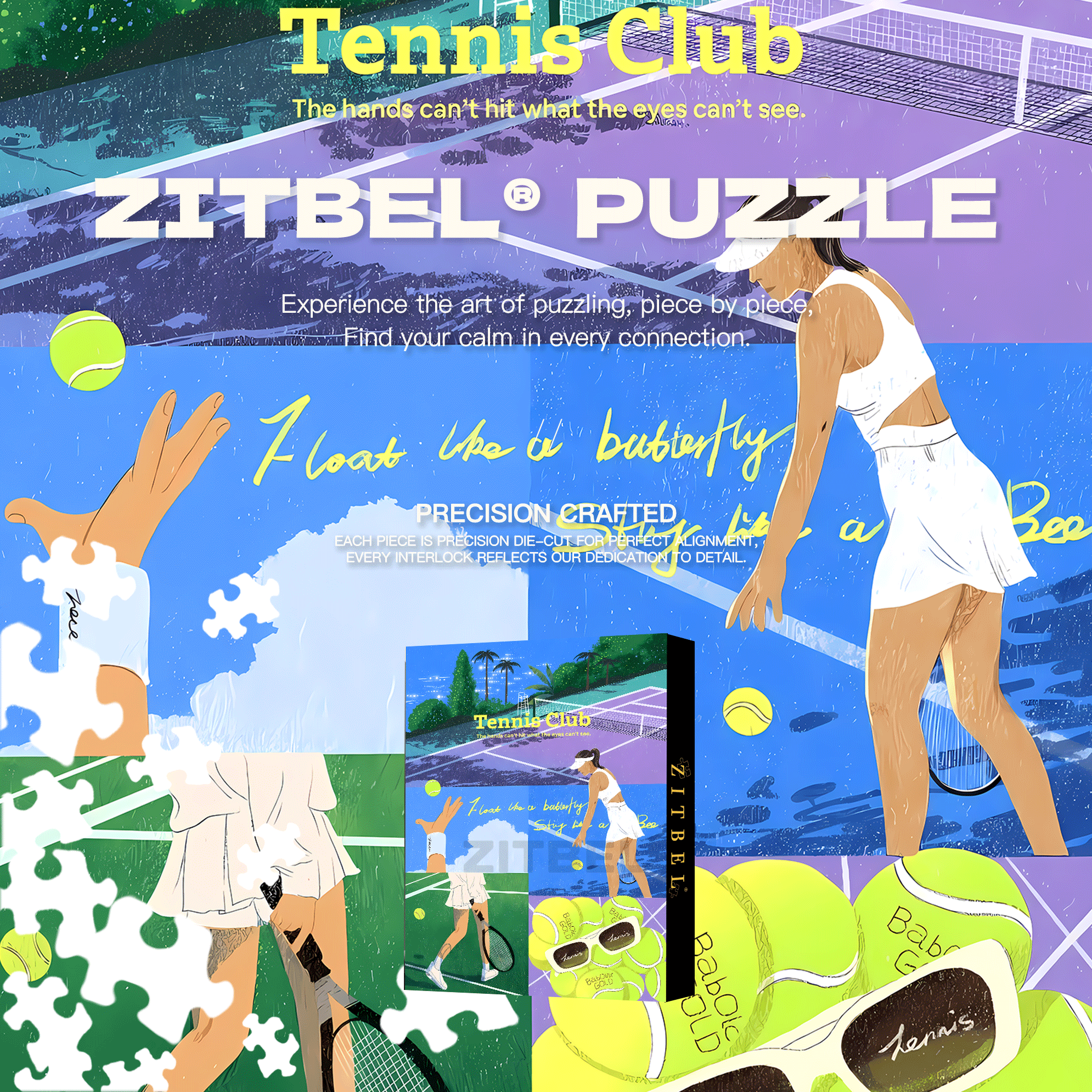 Tennis Time 500pcs/1000pcs Jigsaw Puzzle, Scratch-Resistant, Interactive Family Game & Brain-Boosting DIY Decor, Perfect for Halloween, Christmas & New Year Gifts, Family Puzzle Game