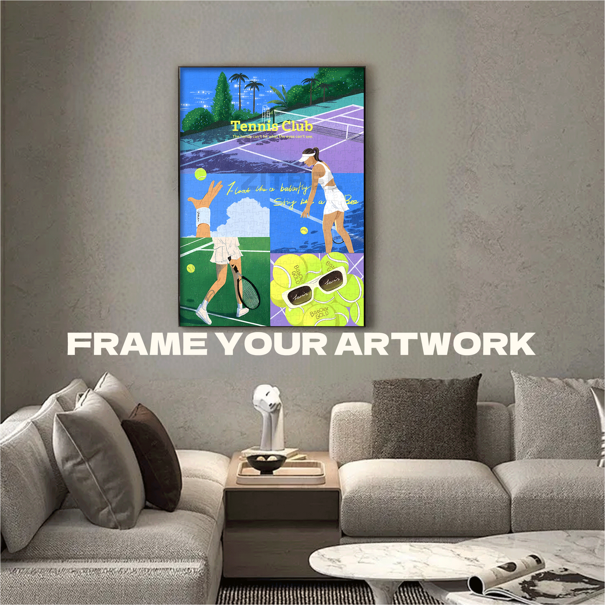 Tennis Time 500pcs/1000pcs Jigsaw Puzzle, Scratch-Resistant, Interactive Family Game & Brain-Boosting DIY Decor, Perfect for Halloween, Christmas & New Year Gifts, Family Puzzle Game