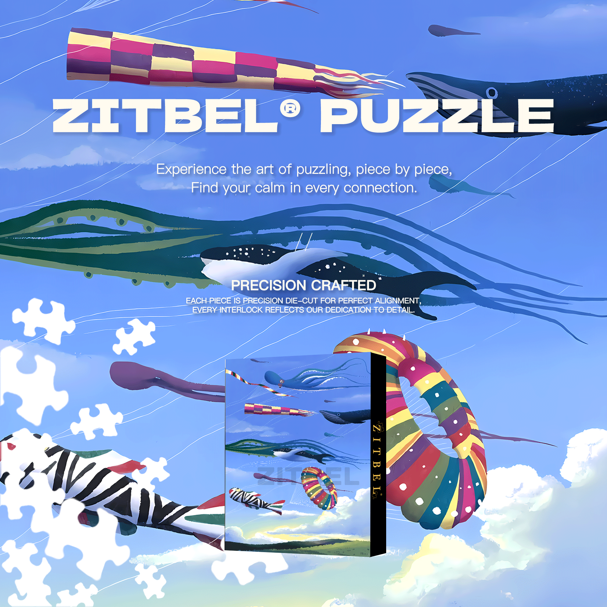 The Kite Is Flying In The Sky 500pcs/1000pcs Jigsaw Puzzle, Scratch-Resistant, Interactive Family Game & Brain-Boosting DIY Decor, Perfect for Halloween, Christmas & New Year Gifts, Family Puzzle Game