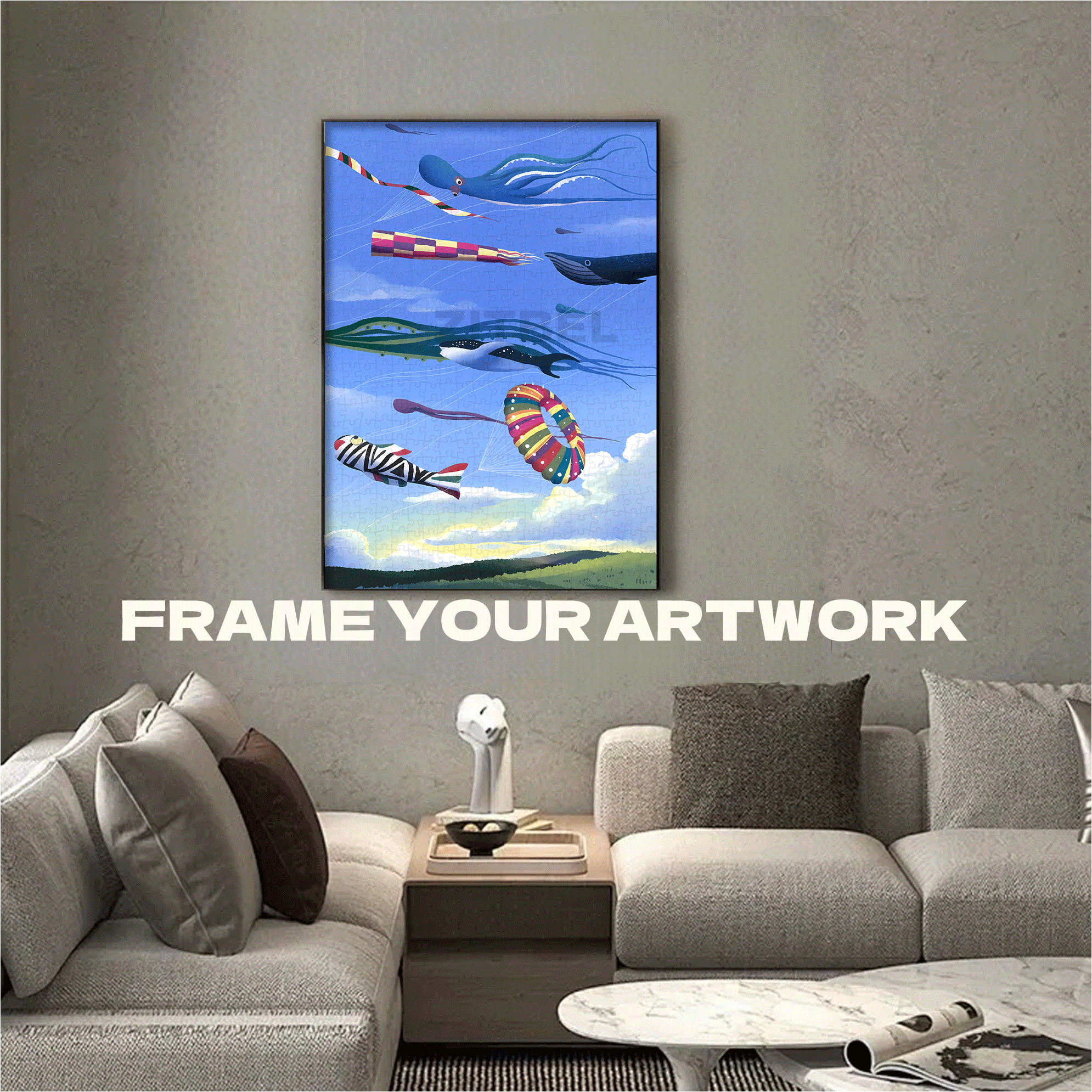 The Kite Is Flying In The Sky 500pcs/1000pcs Jigsaw Puzzle, Scratch-Resistant, Interactive Family Game & Brain-Boosting DIY Decor, Perfect for Halloween, Christmas & New Year Gifts, Family Puzzle Game