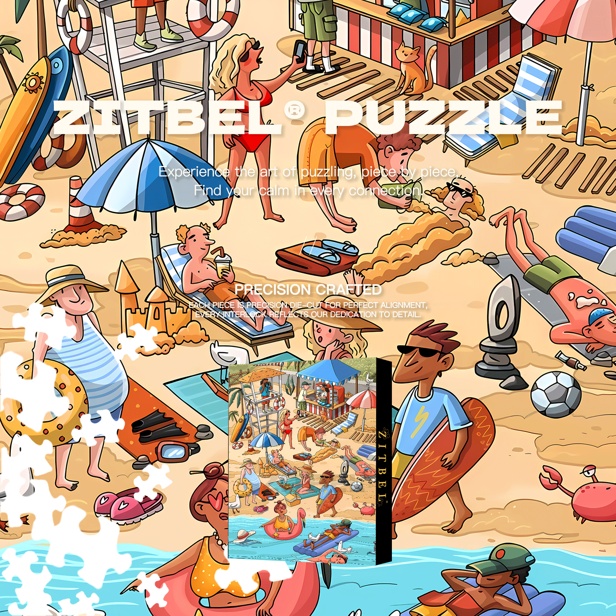Wild Beach 500pcs/1000pcs Jigsaw Puzzle, Scratch-Resistant, Interactive Family Game & Brain-Boosting DIY Decor, Perfect for Halloween, Christmas & New Year Gifts, Family Puzzle Game