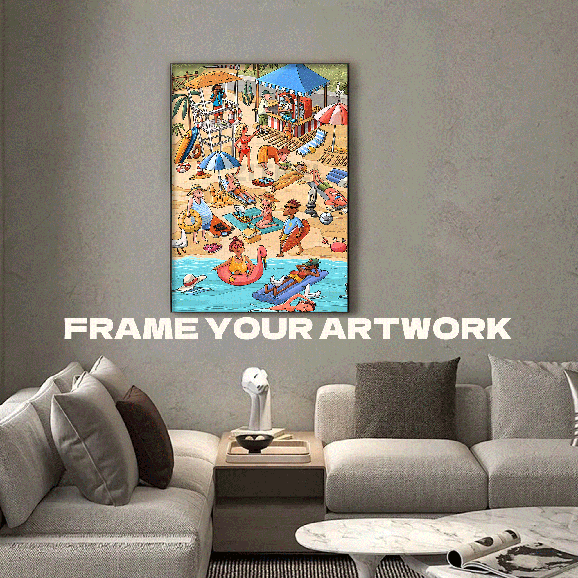 Wild Beach 500pcs/1000pcs Jigsaw Puzzle, Scratch-Resistant, Interactive Family Game & Brain-Boosting DIY Decor, Perfect for Halloween, Christmas & New Year Gifts, Family Puzzle Game