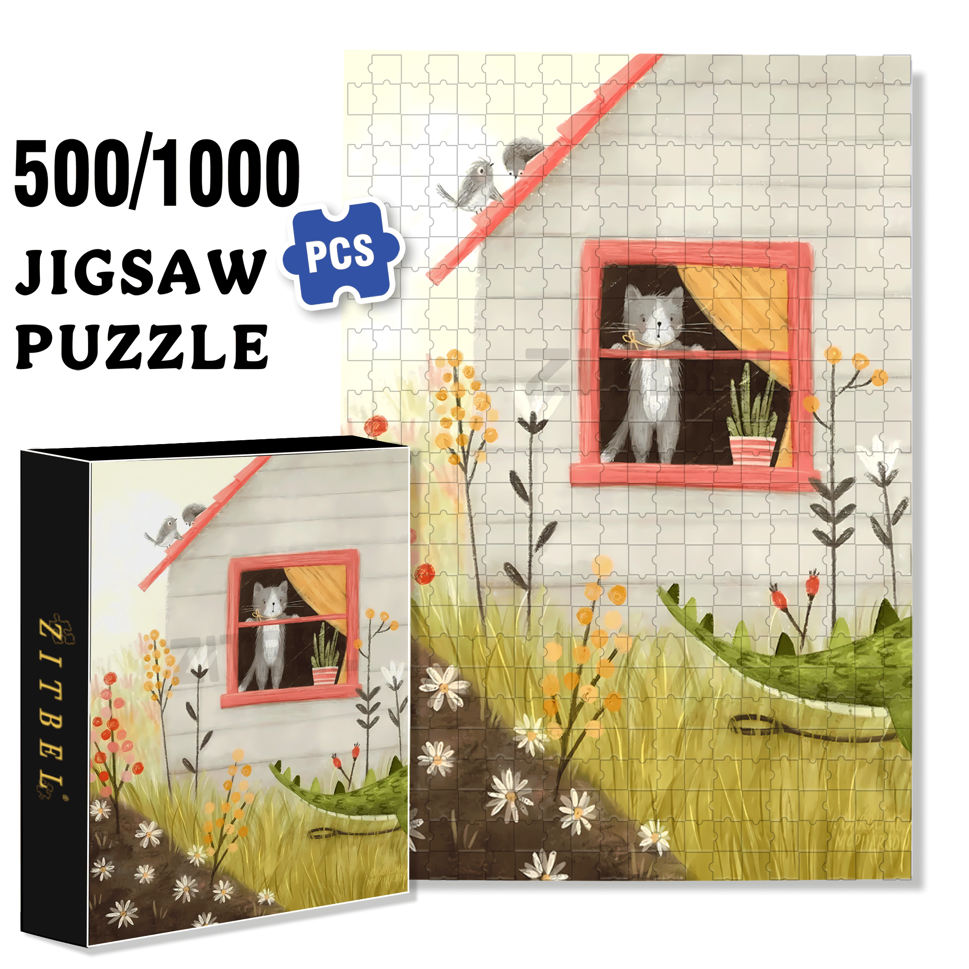 I Want To Go Out 500pcs/1000pcs Jigsaw Puzzle, Scratch-Resistant, Interactive Family Game & Brain-Boosting DIY Decor, Perfect for Halloween, Christmas & New Year Gifts, Family Puzzle Game