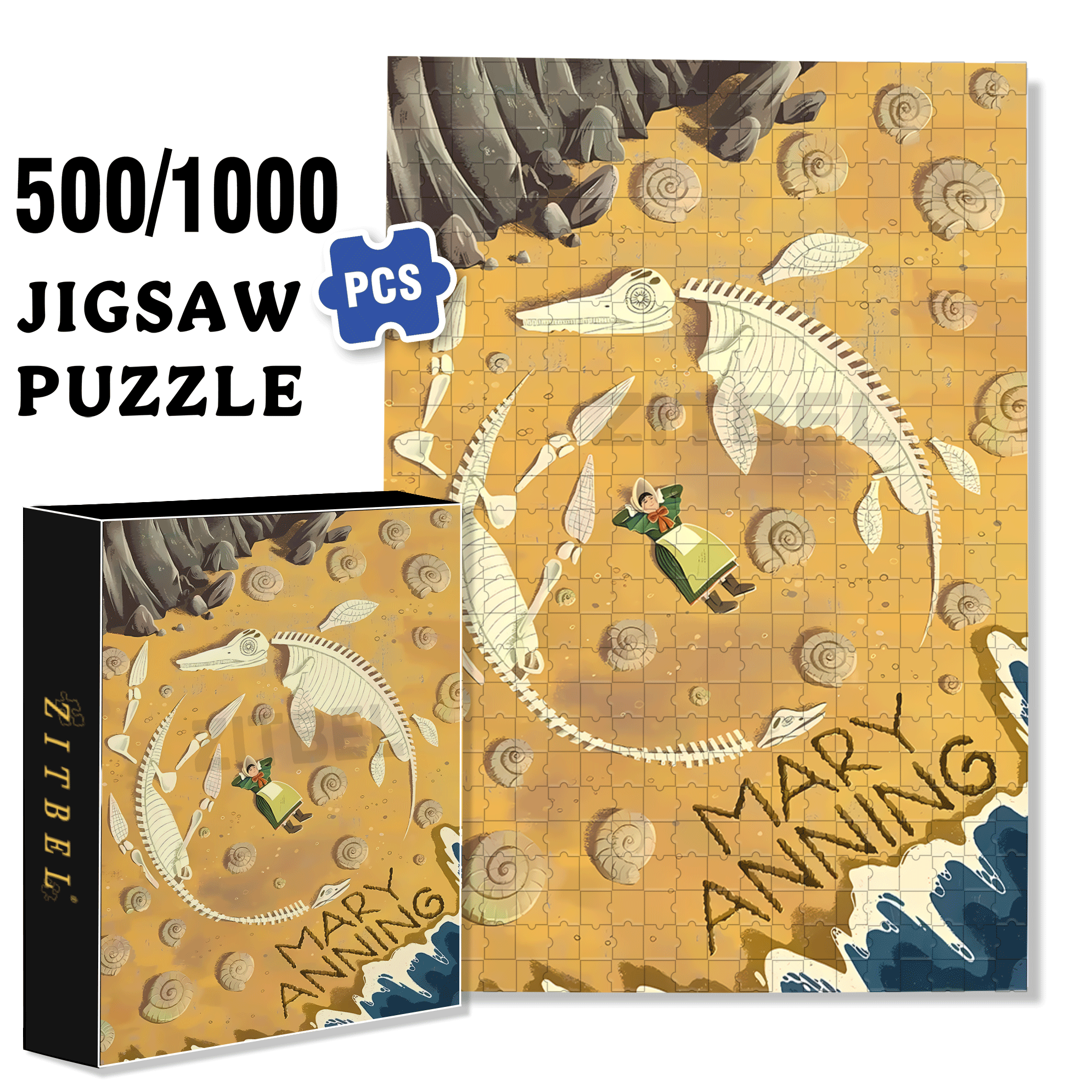 Mary Anning 500pcs/1000pcs Jigsaw Puzzle, Scratch-Resistant, Interactive Family Game & Brain-Boosting DIY Decor, Perfect for Halloween, Christmas & New Year Gifts, Family Puzzle Game