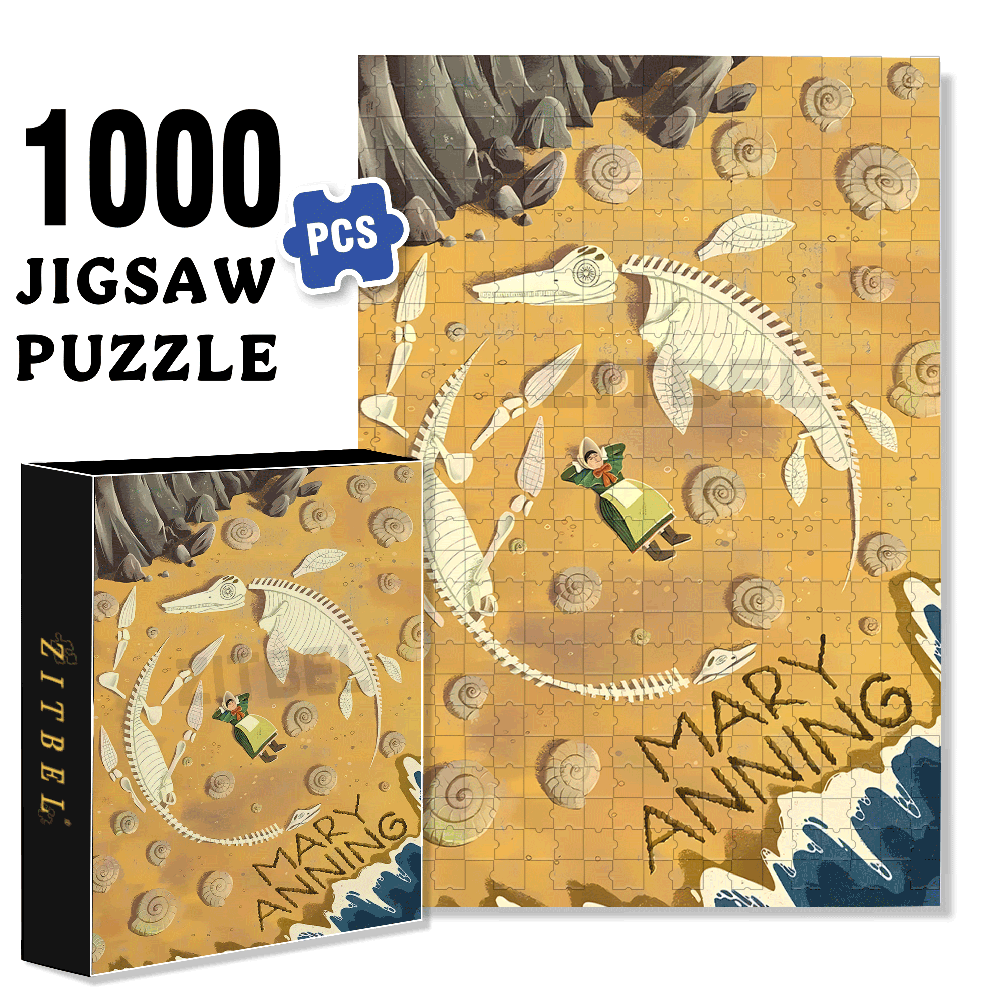 Mary Anning 500pcs/1000pcs Jigsaw Puzzle, Scratch-Resistant, Interactive Family Game & Brain-Boosting DIY Decor, Perfect for Halloween, Christmas & New Year Gifts, Family Puzzle Game