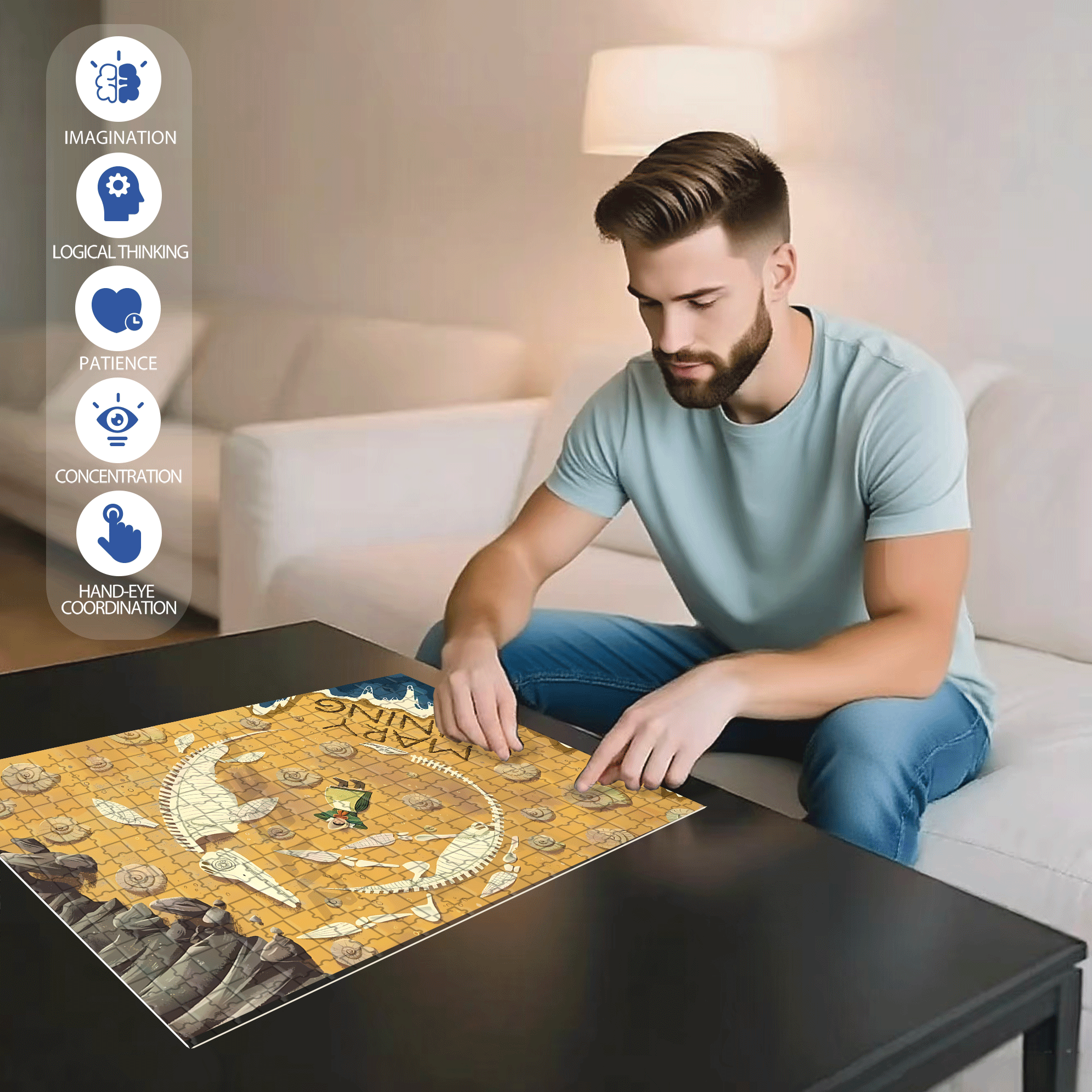 Mary Anning 500pcs/1000pcs Jigsaw Puzzle, Scratch-Resistant, Interactive Family Game & Brain-Boosting DIY Decor, Perfect for Halloween, Christmas & New Year Gifts, Family Puzzle Game