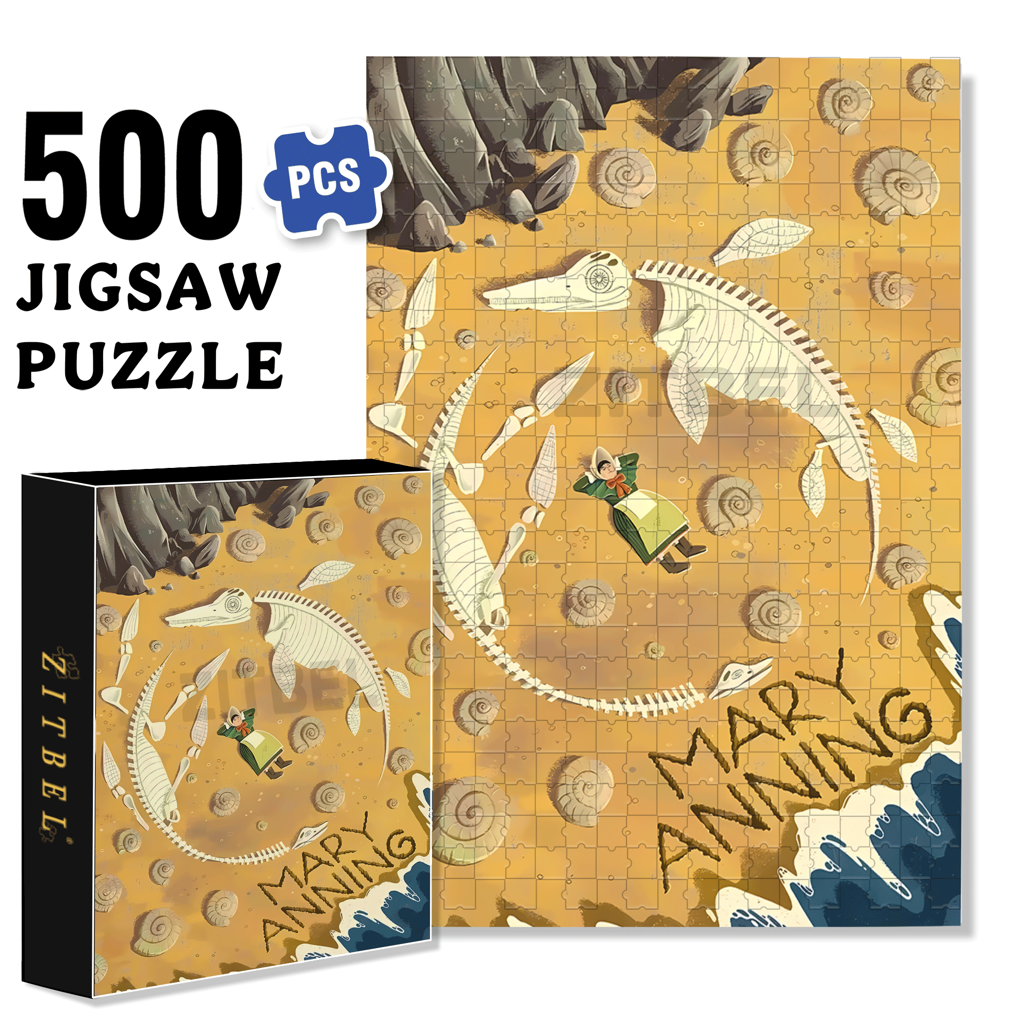 Mary Anning 500pcs/1000pcs Jigsaw Puzzle, Scratch-Resistant, Interactive Family Game & Brain-Boosting DIY Decor, Perfect for Halloween, Christmas & New Year Gifts, Family Puzzle Game