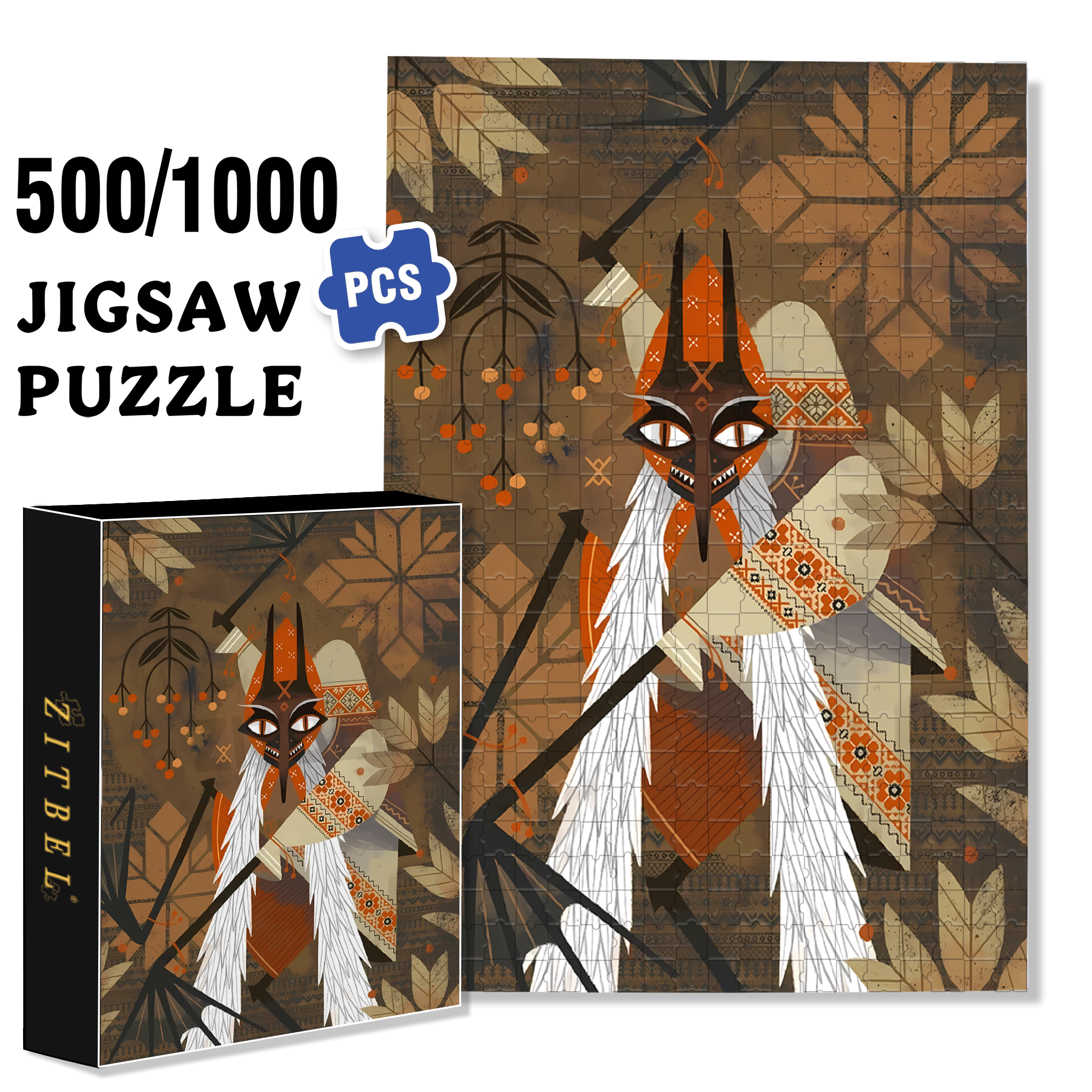 Norse Mythology 12 500pcs/1000pcs Jigsaw Puzzle, Scratch-Resistant, Interactive Family Game & Brain-Boosting DIY Decor, Perfect for Halloween, Christmas & New Year Gifts, Family Puzzle Game
