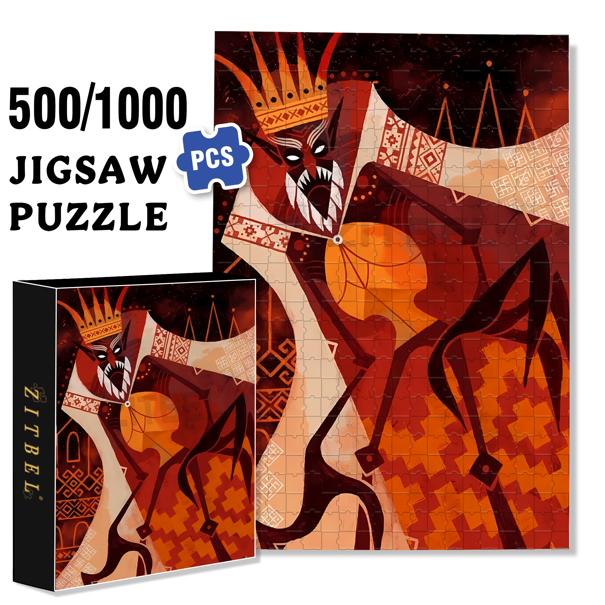 Norse Mythology 14 500pcs/1000pcs Jigsaw Puzzle, Scratch-Resistant, Interactive Family Game & Brain-Boosting DIY Decor, Perfect for Halloween, Christmas & New Year Gifts, Family Puzzle Game