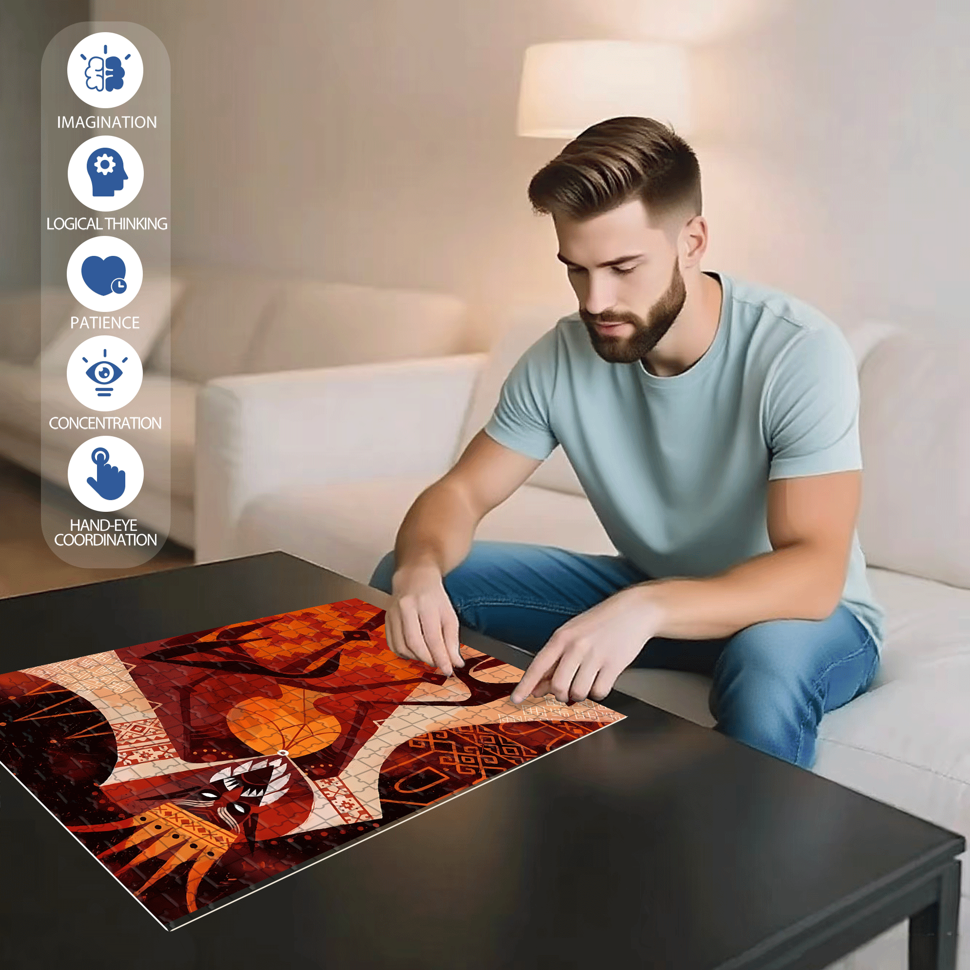 Norse Mythology 14 500pcs/1000pcs Jigsaw Puzzle, Scratch-Resistant, Interactive Family Game & Brain-Boosting DIY Decor, Perfect for Halloween, Christmas & New Year Gifts, Family Puzzle Game