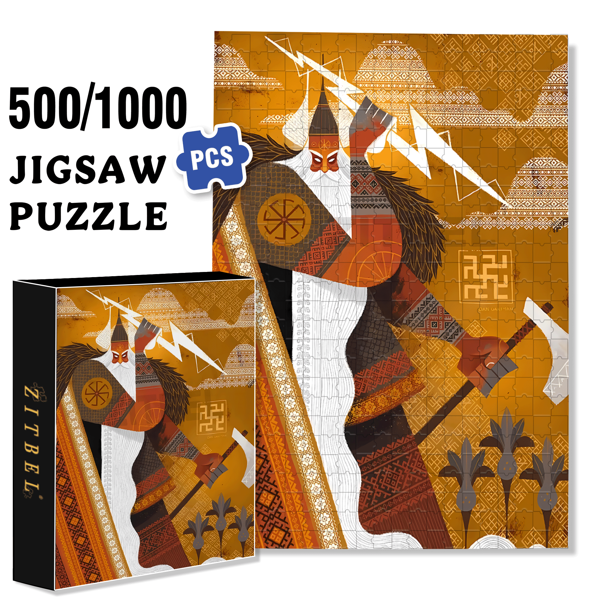 Norse Mythology 15 500pcs/1000pcs Jigsaw Puzzle, Scratch-Resistant, Interactive Family Game & Brain-Boosting DIY Decor, Perfect for Halloween, Christmas & New Year Gifts, Family Puzzle Game