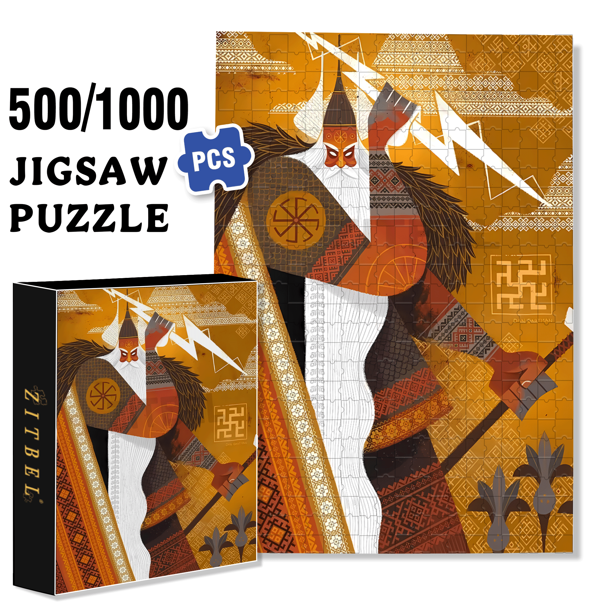Norse Mythology 19 500pcs/1000pcs Jigsaw Puzzle, Scratch-Resistant, Interactive Family Game & Brain-Boosting DIY Decor, Perfect for Halloween, Christmas & New Year Gifts, Family Puzzle Game