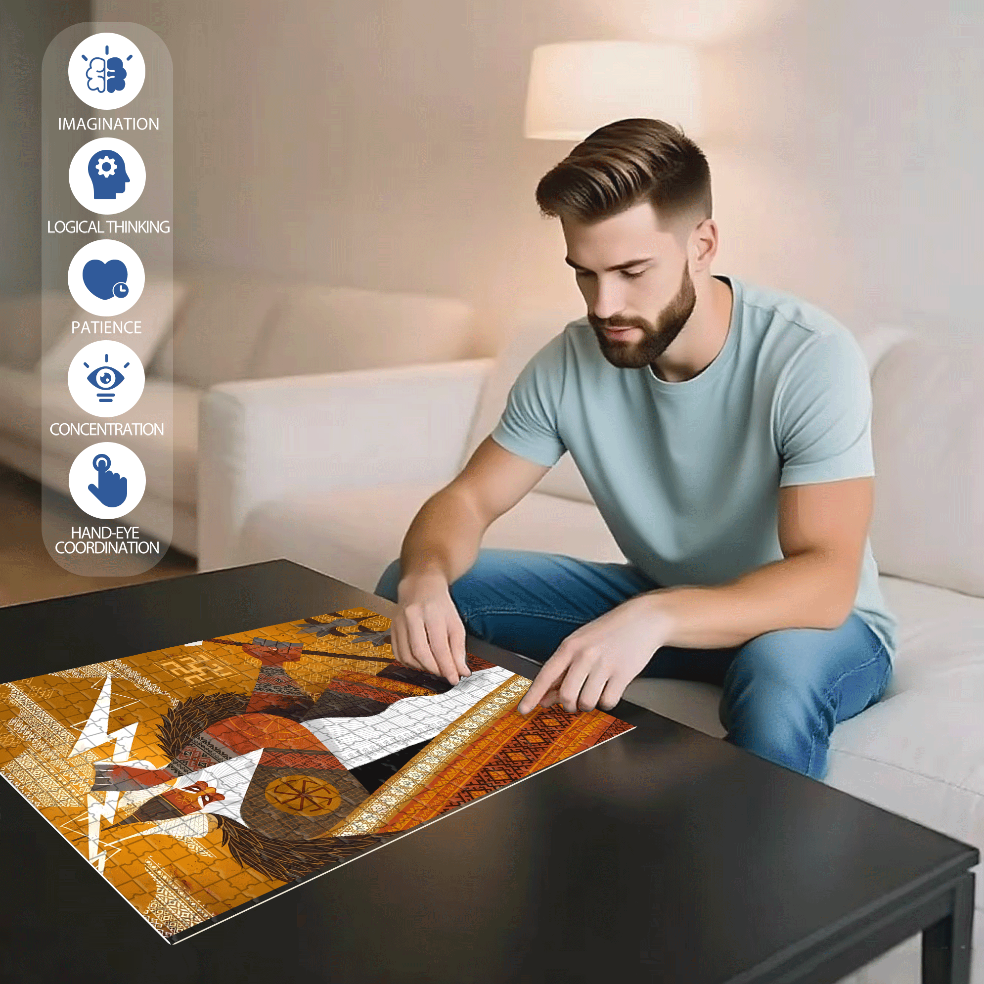 Norse Mythology 19 500pcs/1000pcs Jigsaw Puzzle, Scratch-Resistant, Interactive Family Game & Brain-Boosting DIY Decor, Perfect for Halloween, Christmas & New Year Gifts, Family Puzzle Game