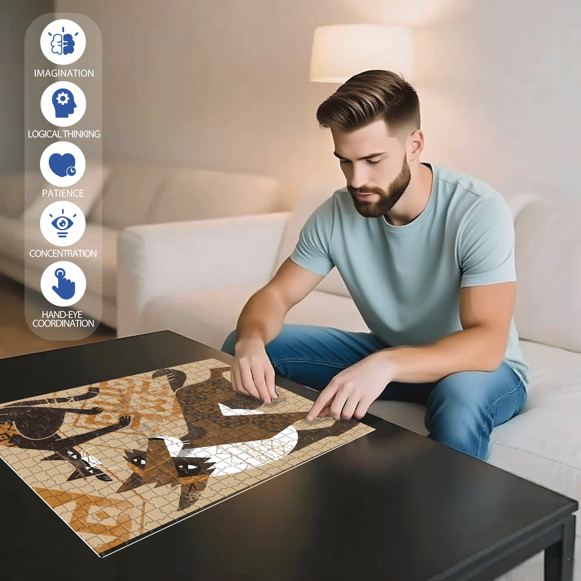 Norse Mythology 21 500pcs/1000pcs Jigsaw Puzzle, Scratch-Resistant, Interactive Family Game & Brain-Boosting DIY Decor, Perfect for Halloween, Christmas & New Year Gifts, Family Puzzle Game