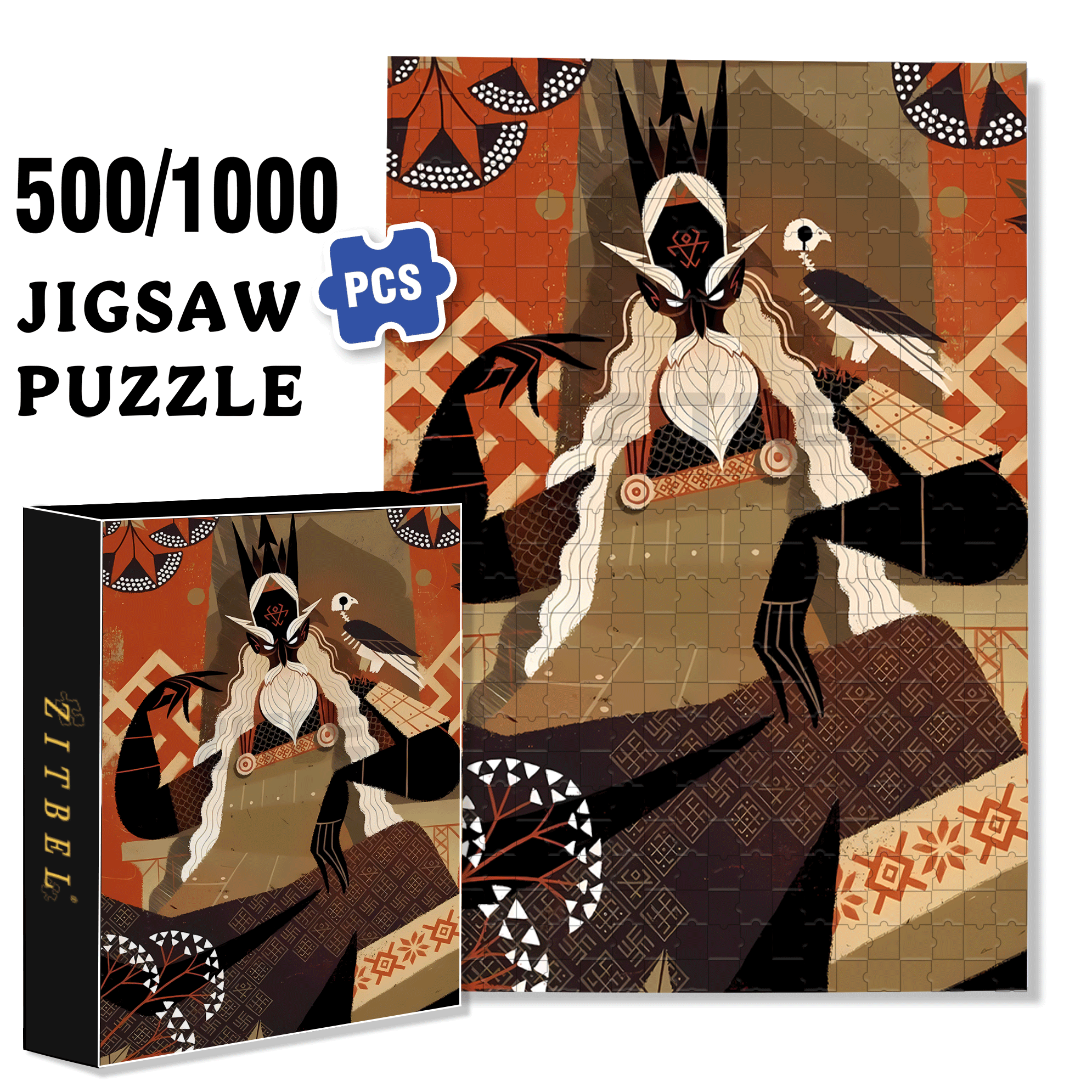 Norse Mythology 23 500pcs/1000pcs Jigsaw Puzzle, Scratch-Resistant, Interactive Family Game & Brain-Boosting DIY Decor, Perfect for Halloween, Christmas & New Year Gifts, Family Puzzle Game
