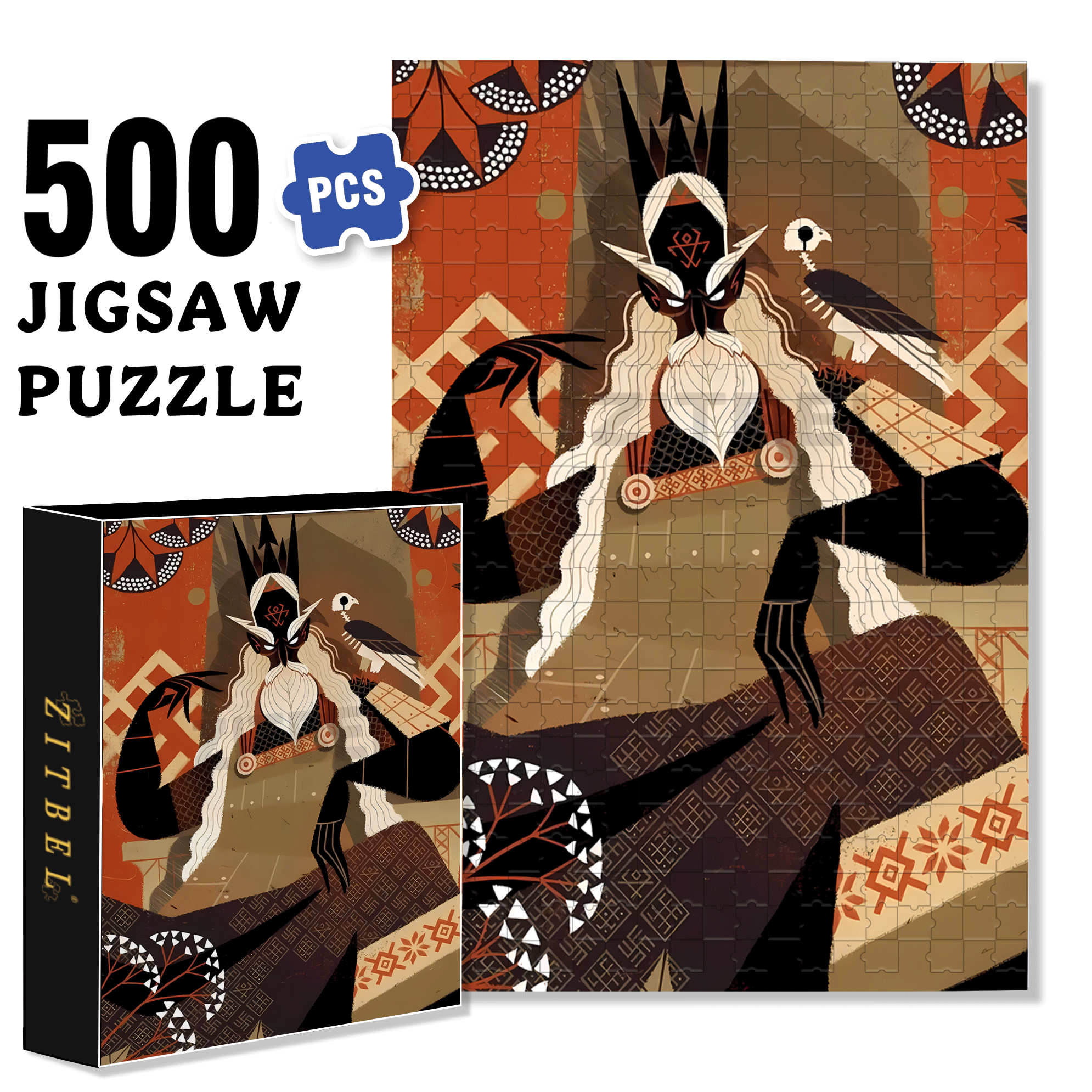 Norse Mythology 23 500pcs/1000pcs Jigsaw Puzzle, Scratch-Resistant, Interactive Family Game & Brain-Boosting DIY Decor, Perfect for Halloween, Christmas & New Year Gifts, Family Puzzle Game